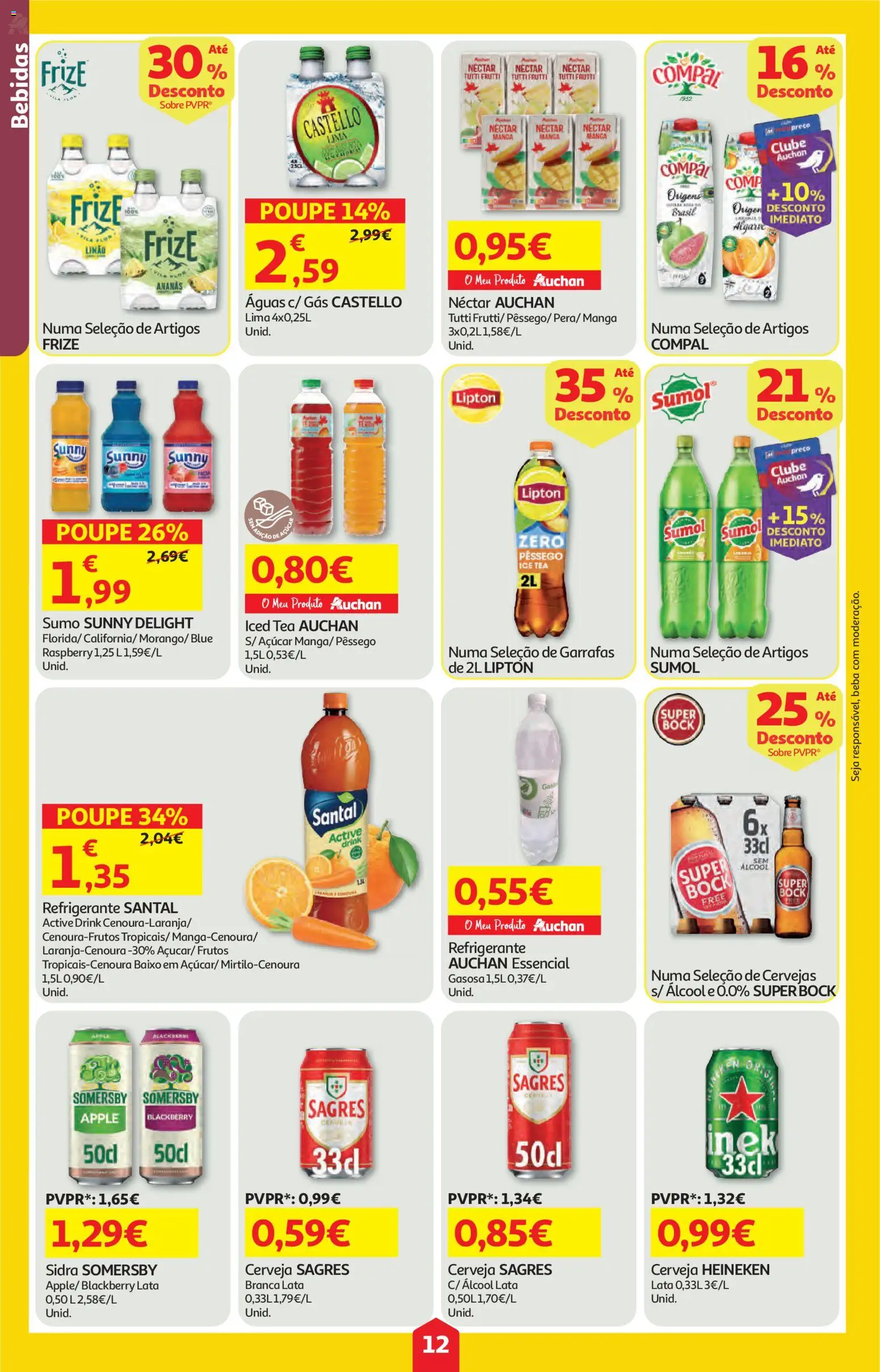 Auchan folheto │ válido de 08.01.2026 | Página: 12 | Produtos: Refrigerante, Super bock, Sumo, Açúcar