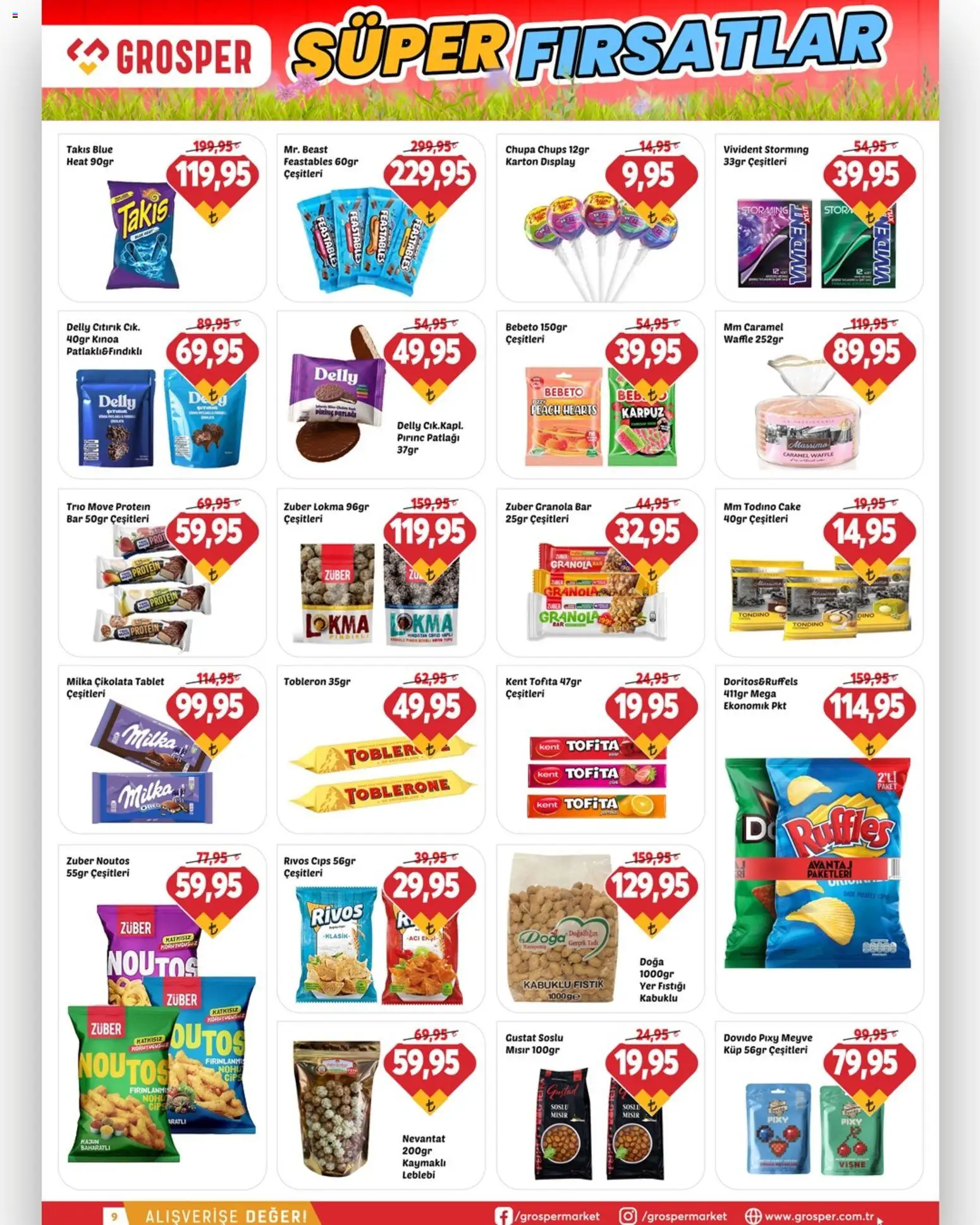 Grosper Katalog - 22.04.2026 tarihinden itibaren geçerlidir | Sayfa: 9 | Ürünler: Pirinç, Cips, Meyve, Yer fıstığı
