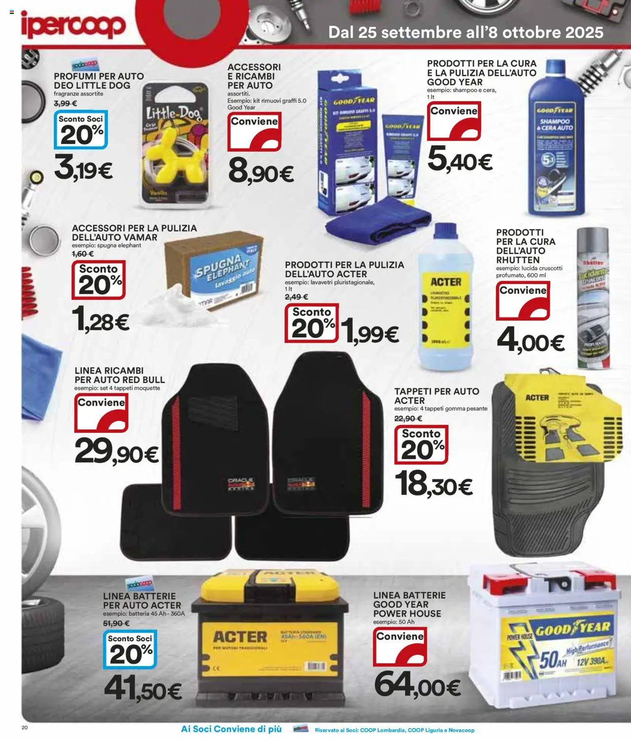Volantino Ipercoop del 25.09.2025 | Pagina: 20 | Prodotti: Spugna, Shampoo, Red Bull, Batteria