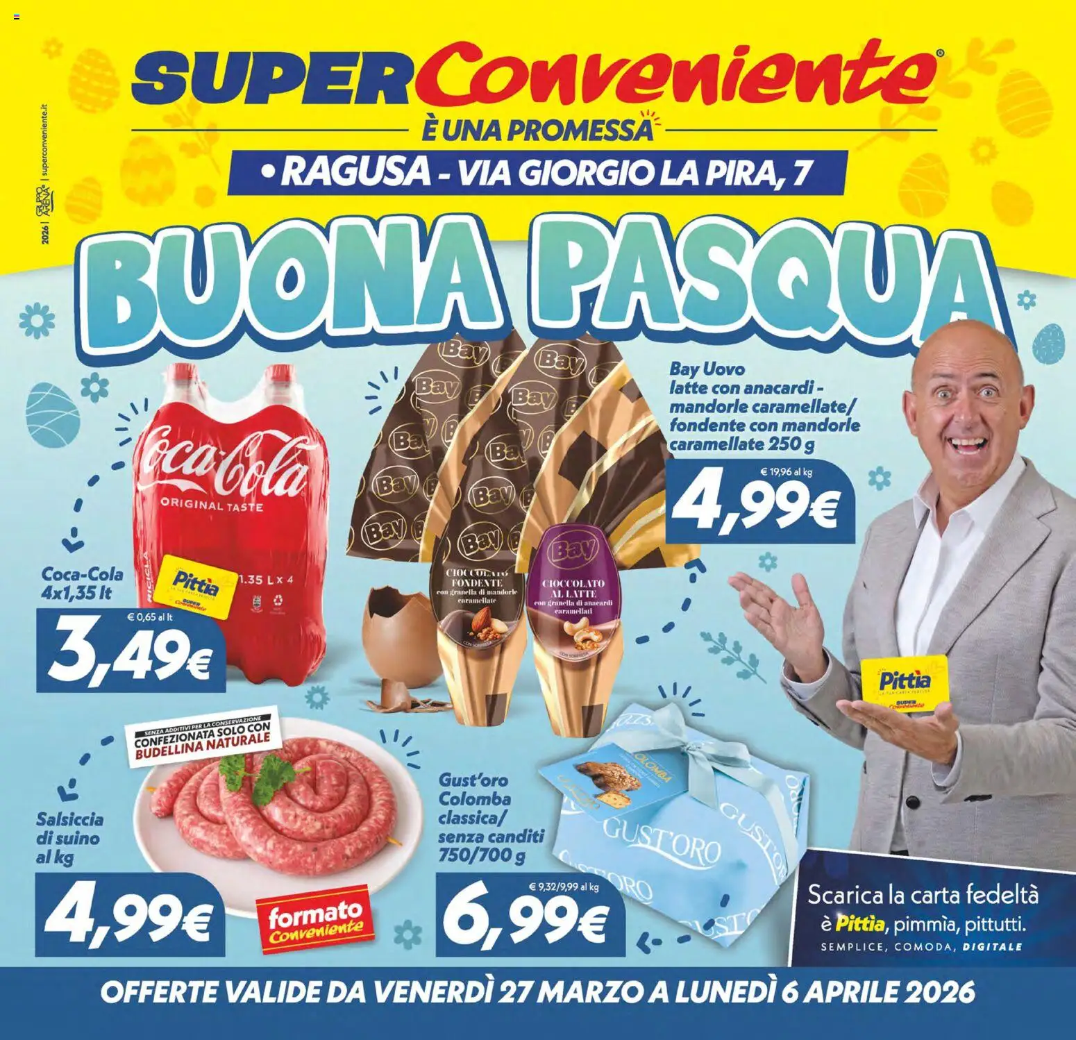 Volantino SuperConveniente del 27.03.2026 | Pagina: 1 | Prodotti: Cioccolato, Latte, Salsiccia, Mandorle