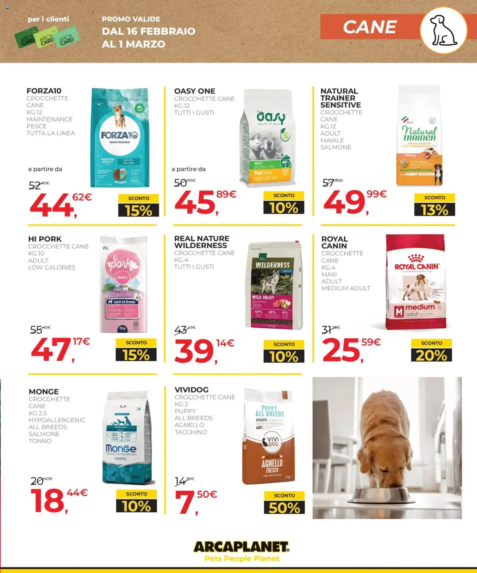 Volantino Arcaplanet del 16.02.2026 | Pagina: 23 | Prodotti: Salmone, Tacchino, Crocchette, Tonno