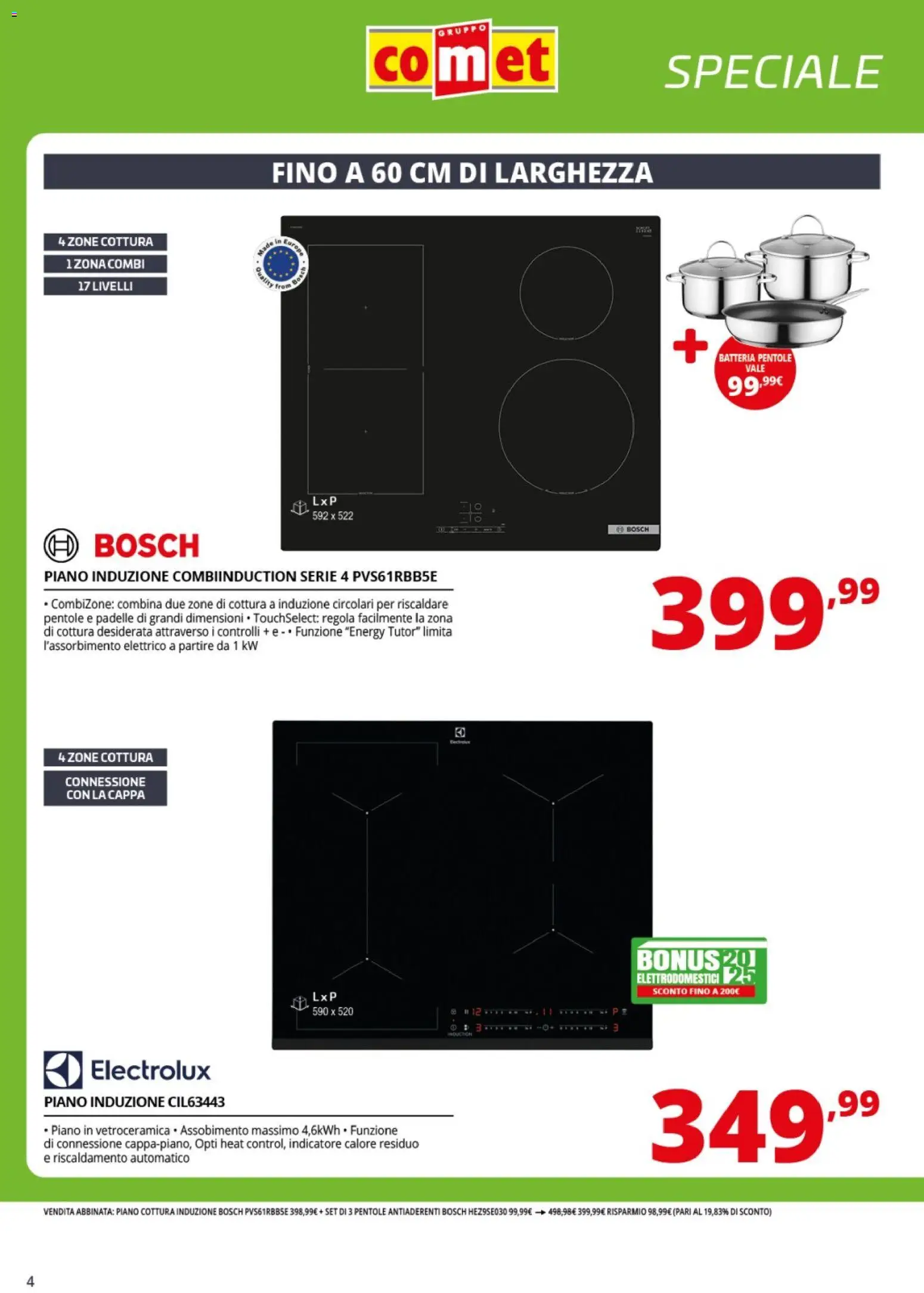 Volantino Comet del 20.03.2026 | Pagina: 4 | Prodotti: Piano cottura, Batteria, Piano cottura induzione