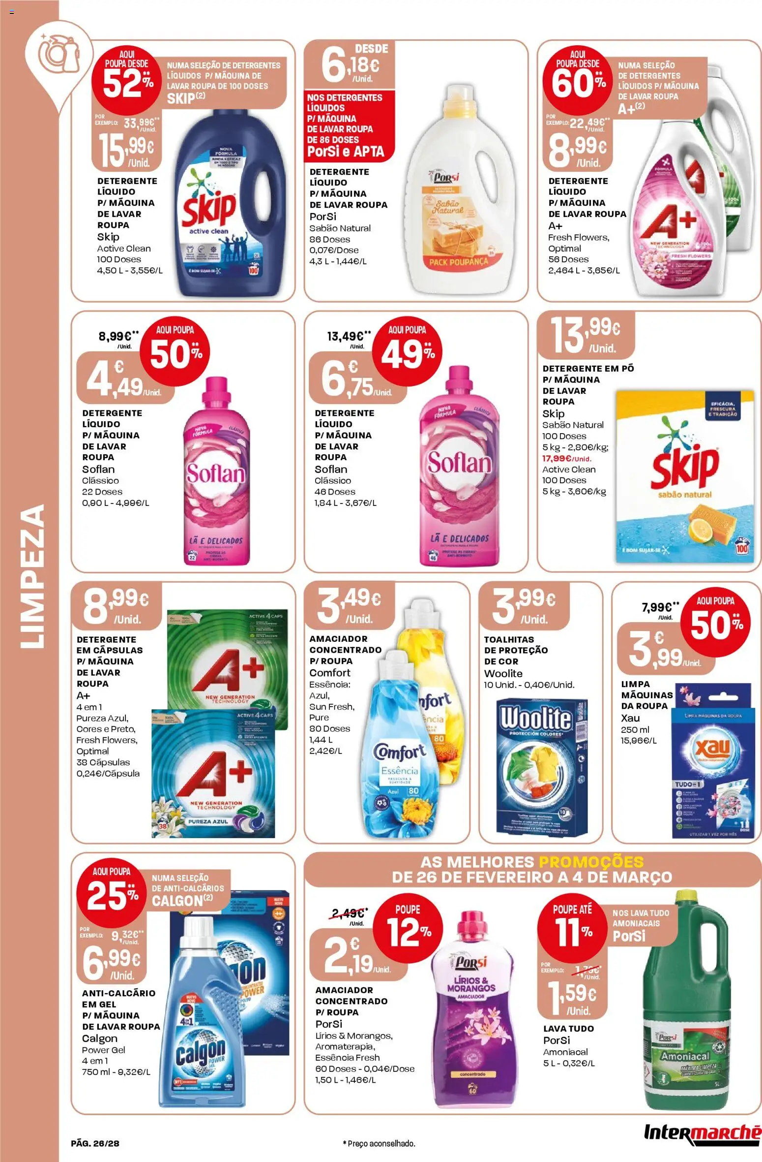 Intermarché Folheto Contact │ válido de 26.02.2026 | Página: 26 | Produtos: Máquina de lavar, Pó, Detergente, Morangos