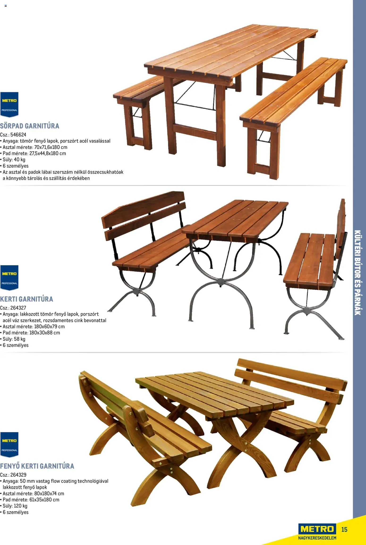 Metro akciós ujság - amely érvényes a következő dátumtól: 16.02.2026 | Oldal: 15 | Termékek: Sörpad, Bútor, Sörpad garnitúra, Asztal