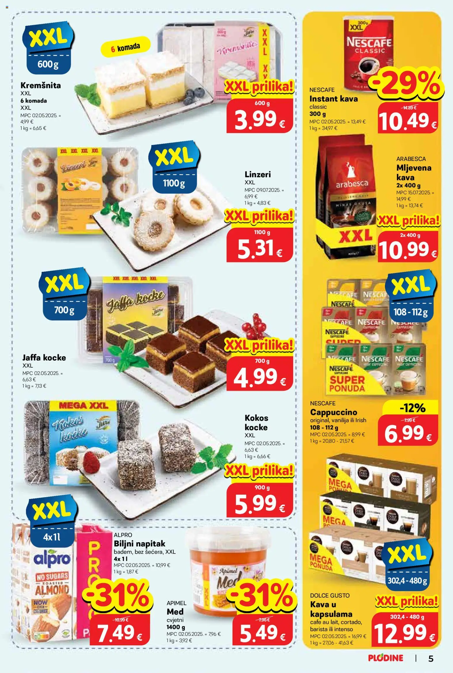 Plodine katalog | vrijedi od 12.11.2025 | Stranica: 5 | Proizvodi: Kava, Arabesca, Alpro, Cappuccino