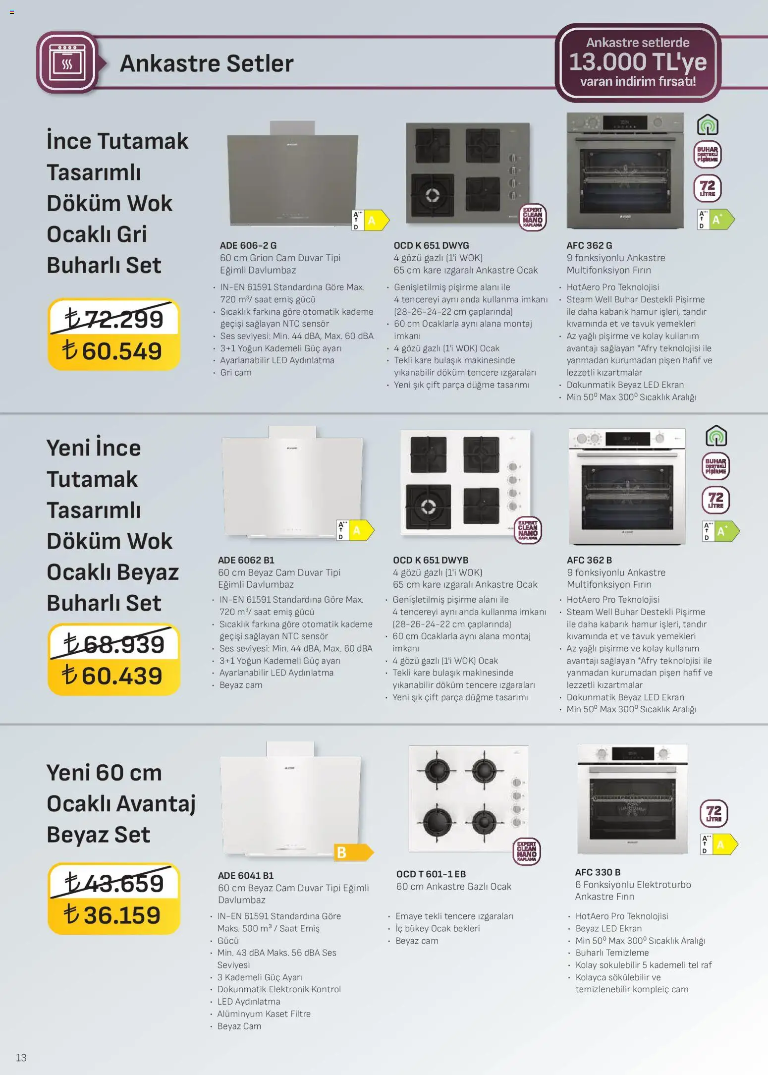 Arçelik - Ankastre Kataloğu - 01.03.2026 tarihinden itibaren geçerlidir | Sayfa: 13