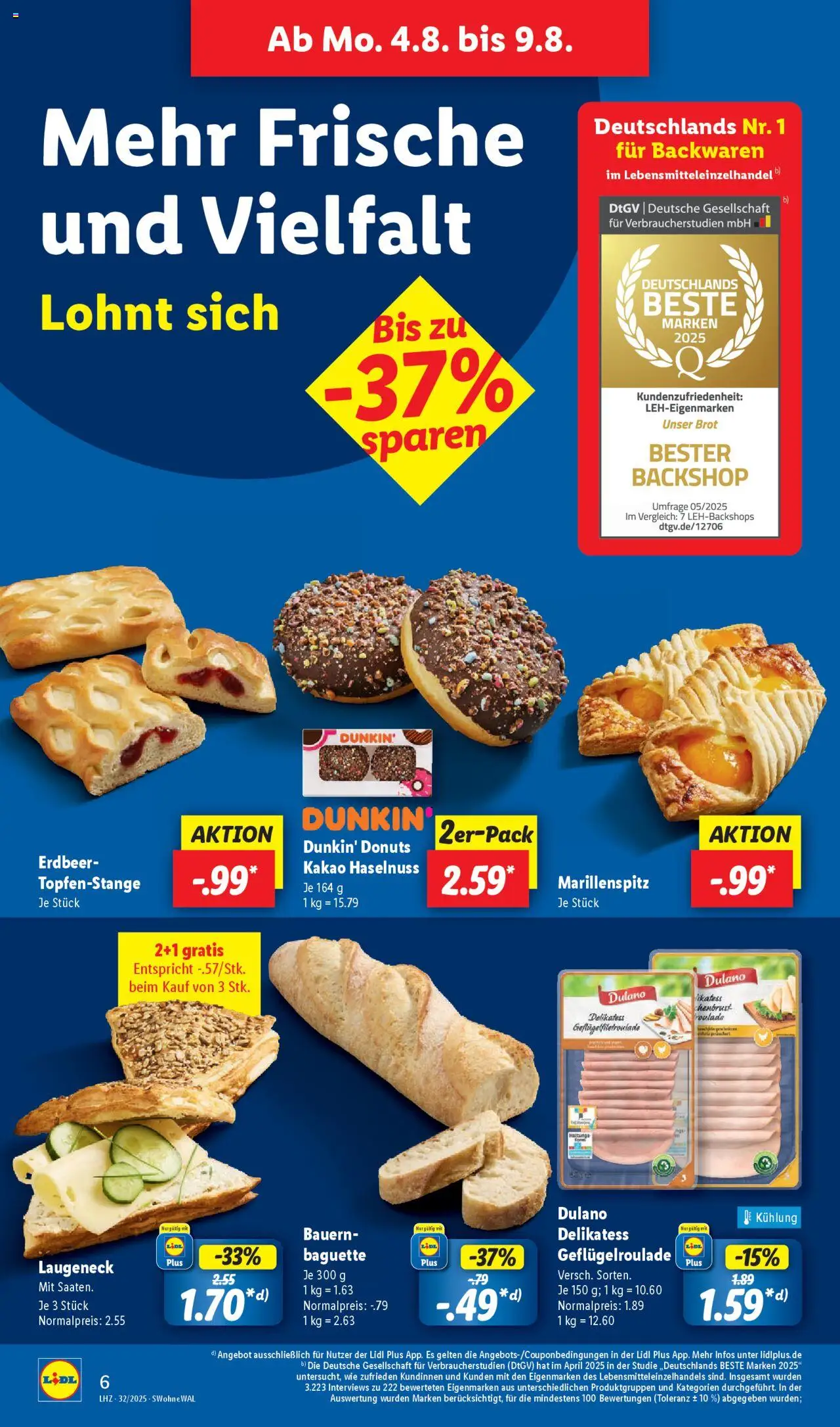 Lidl Prospekt Dornstetten - gültig ab dem 04.08.2025 | Seite: 12 | Produkte: Baguette, Donuts, Brot