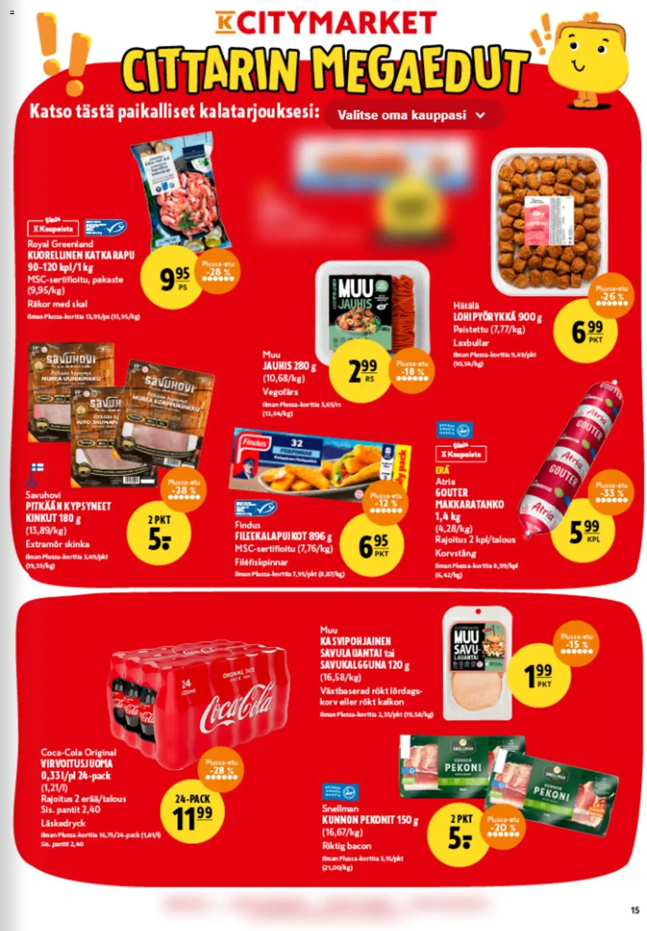K-Citymarket tarjoukset – voimassa 11.09.2025 alkaen | Sivu: 15 | Tuotteet: Rapu, Pekoni