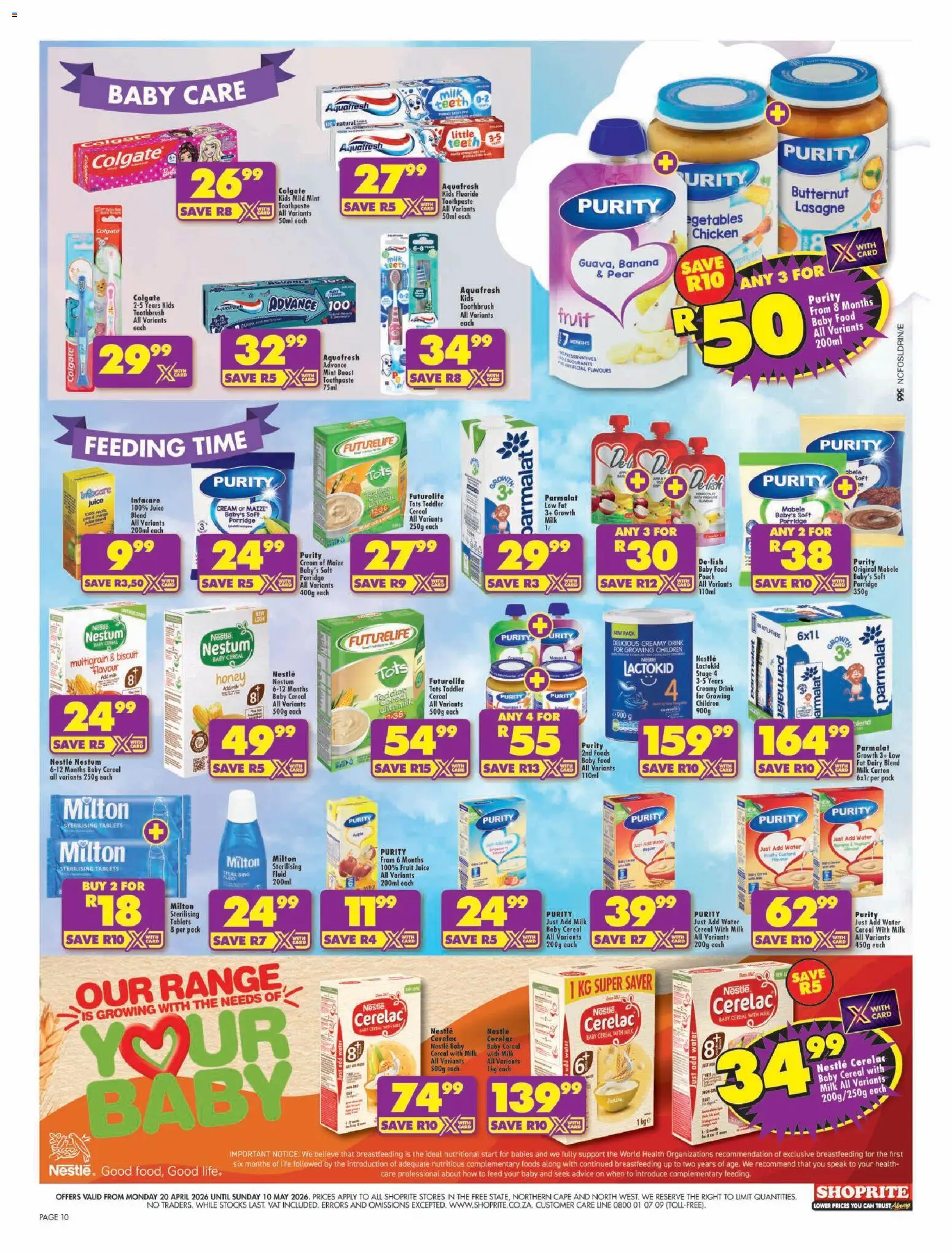 New Shoprite catalogue – valid from 20.04.2026 | Page: 10 | Products: Juice, Baby food, Toothpaste, Fruit