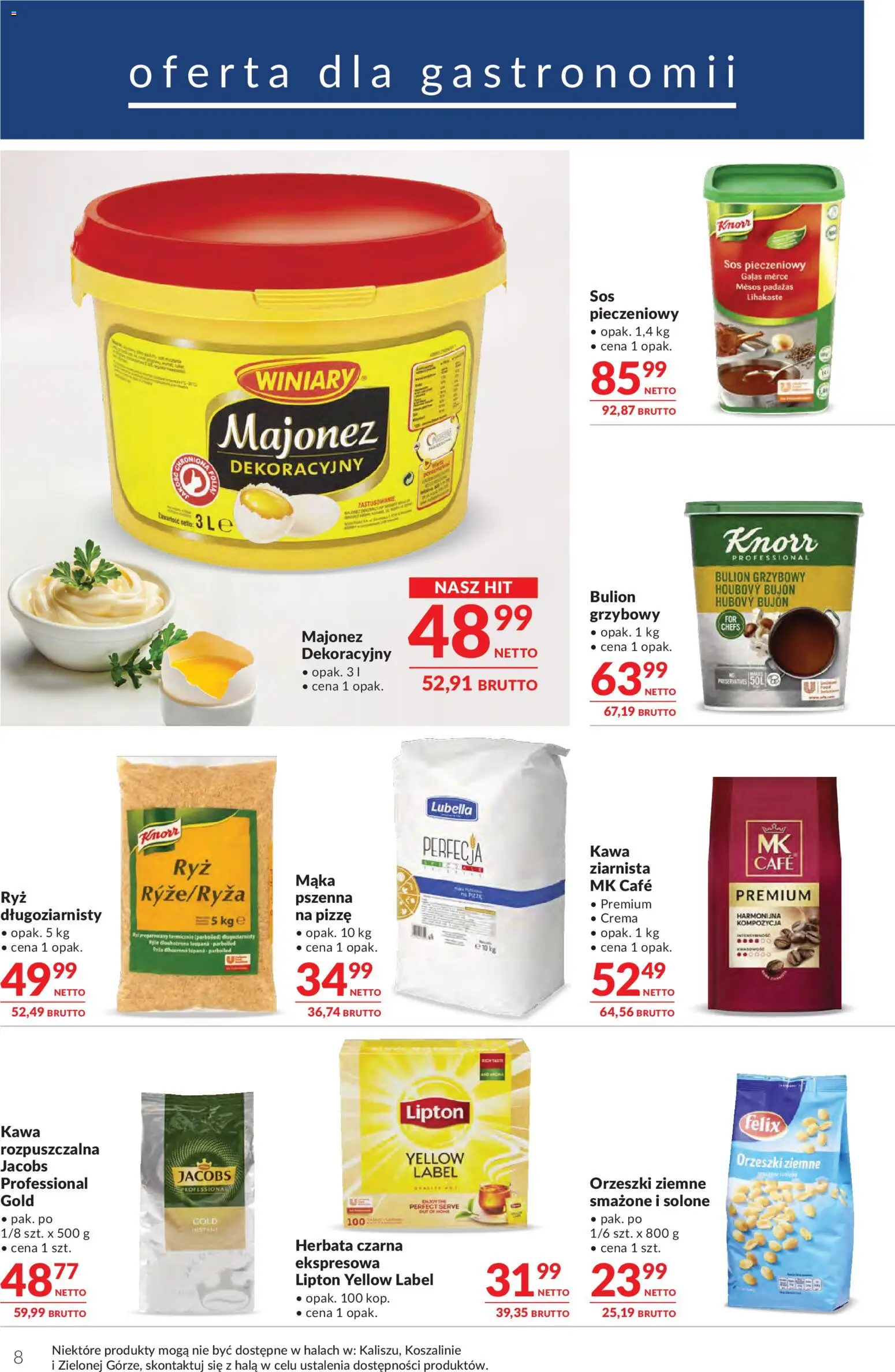 Makro Gazetka - Oferta dla gastronomii od 12.11.2025 | Strona: 8 | Produkty: Orzeszki ziemne, Kawa, Herbata, Sos