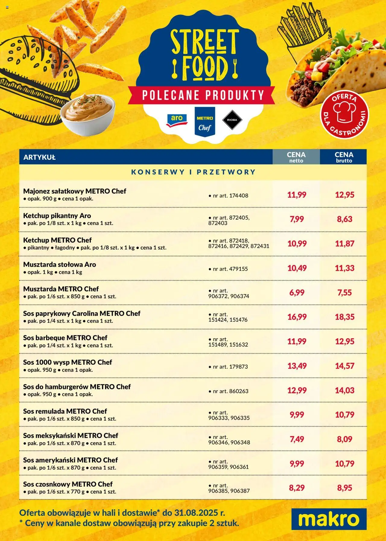 Makro Gazetka - Street Food od 18.07.2025 | Strona: 1 | Produkty: Ketchup, Sos czosnkowy, Majonez, Sos