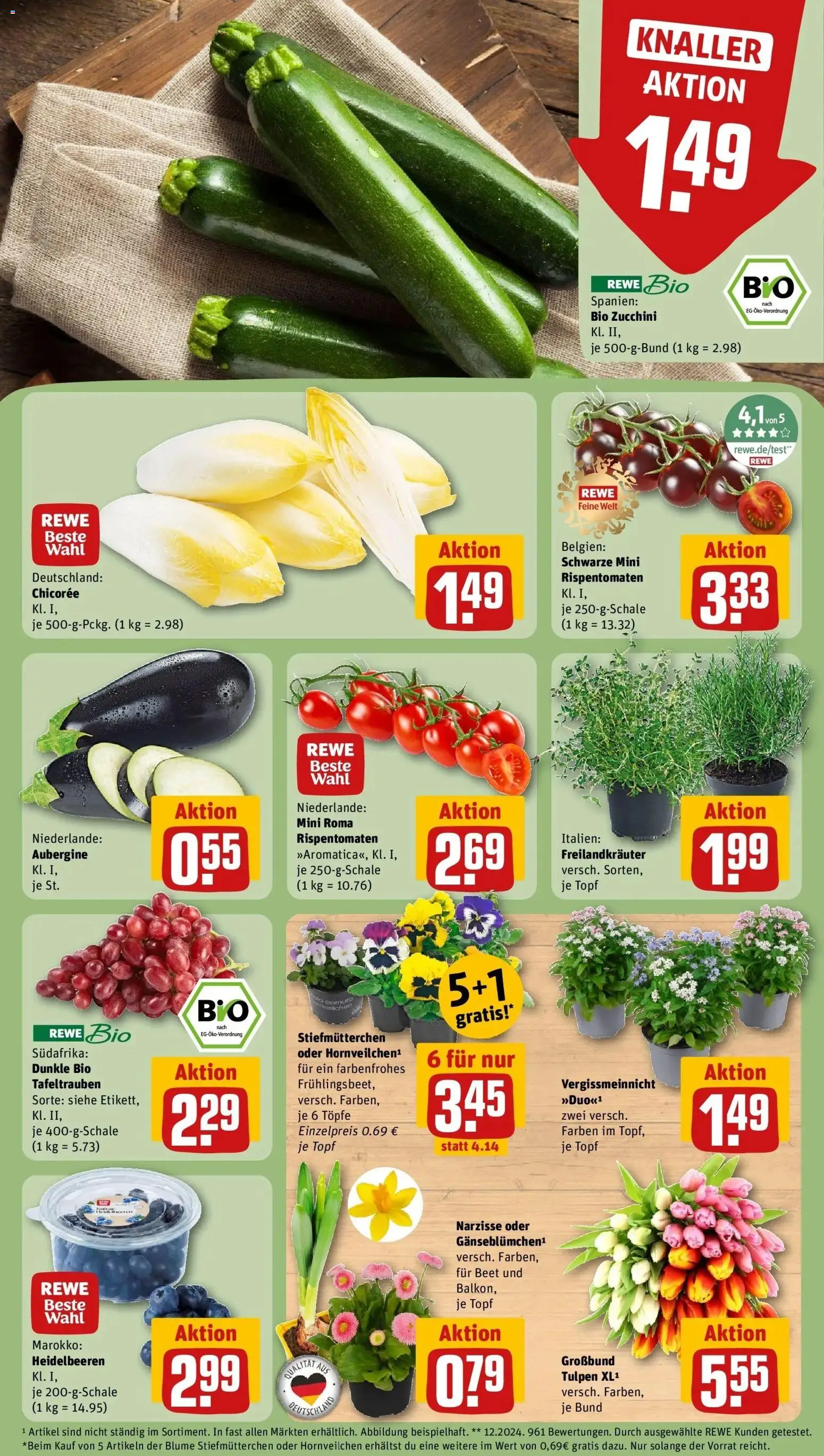 Rewe Prospekt Barmstedt	 – gültig ab 15.03.2026 | Seite: 9 | Produkte: Stiefmutterchen, Heidelbeeren, Aubergine, Zucchini