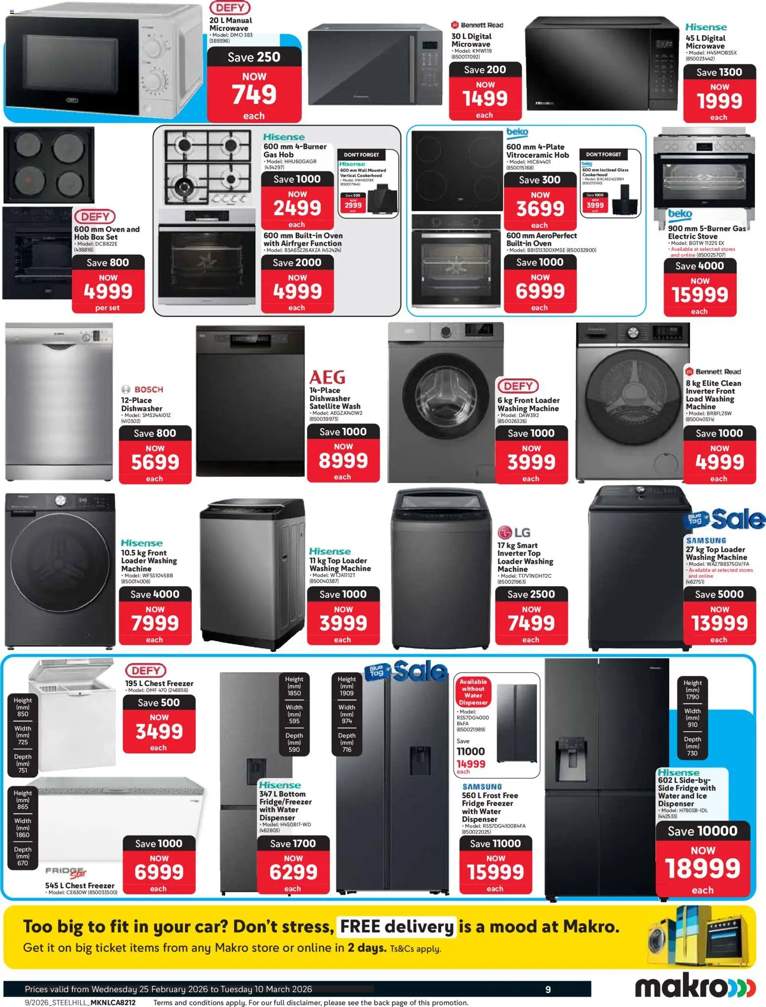 New Makro catalogue – valid from 25.02.2026 | Page: 9 | Products: Hob, Stove, Dishwasher, Fridge