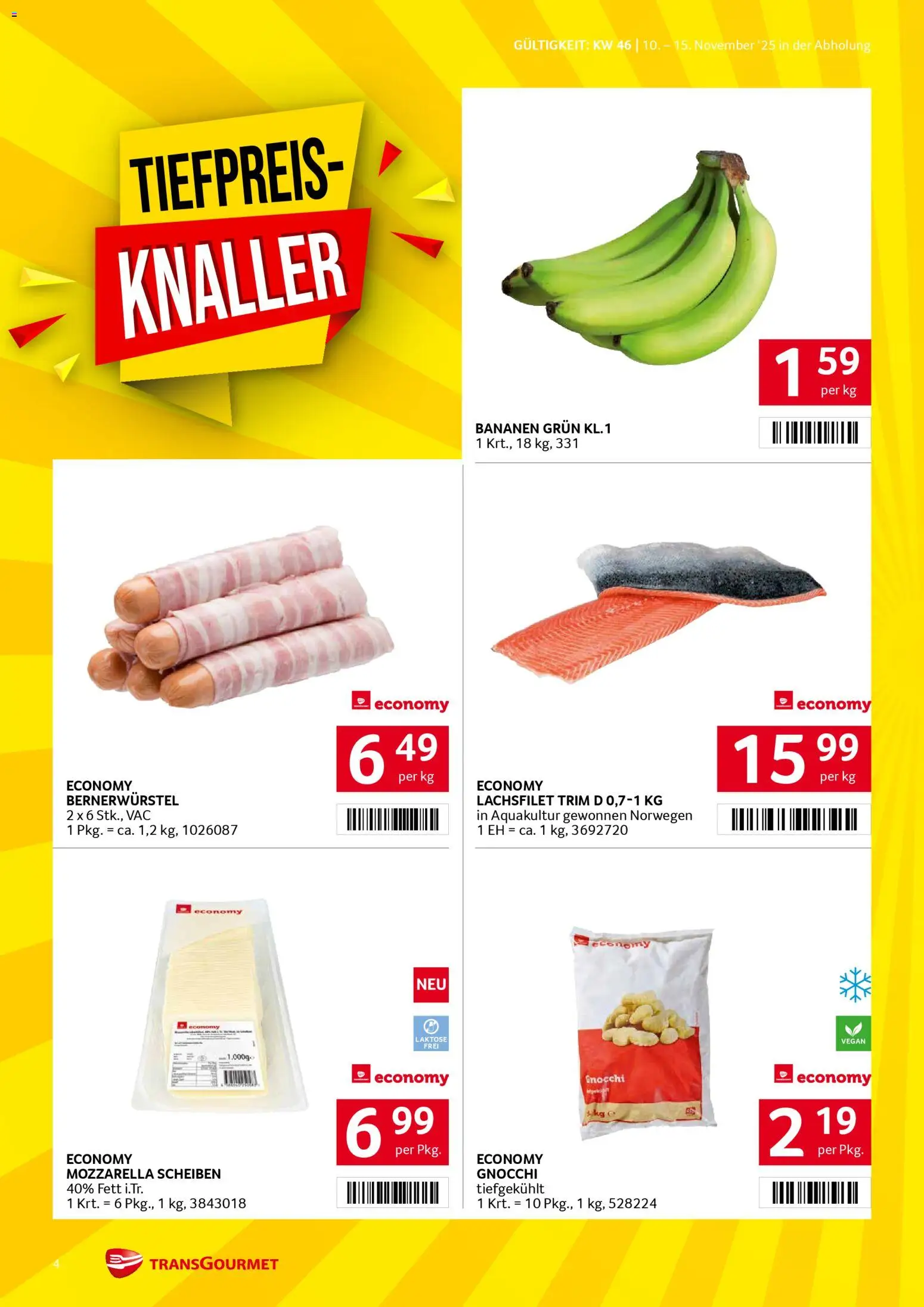 Transgourmet Flugblatt gültig ab 10.11.2025 | Seite: 4 | Produkte: Bananen