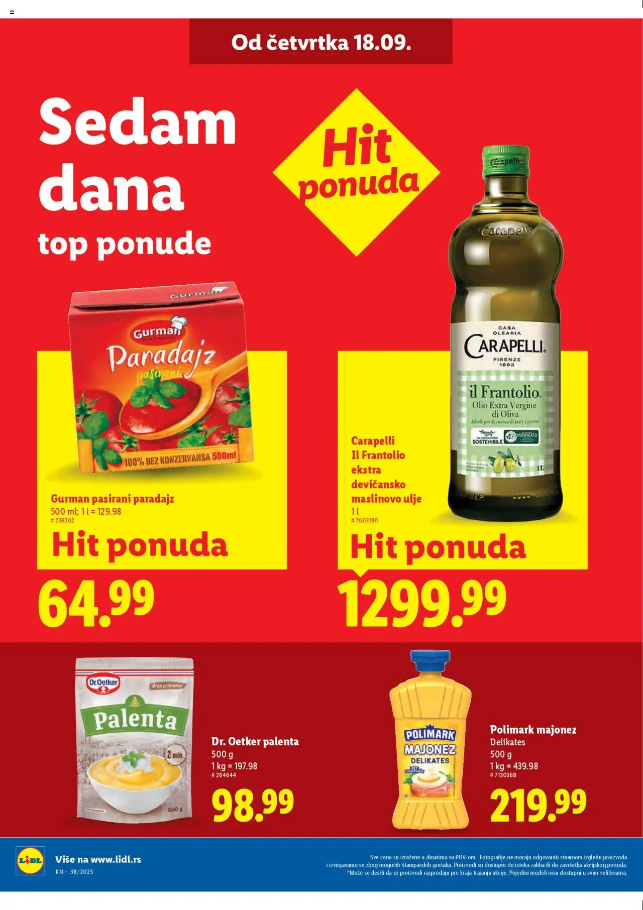 Lidl katalog - važi od 18.09.2025 | Strana: 6 | Proizvode: Palenta, Pasirani paradajz, Maslinovo ulje, Paradajz