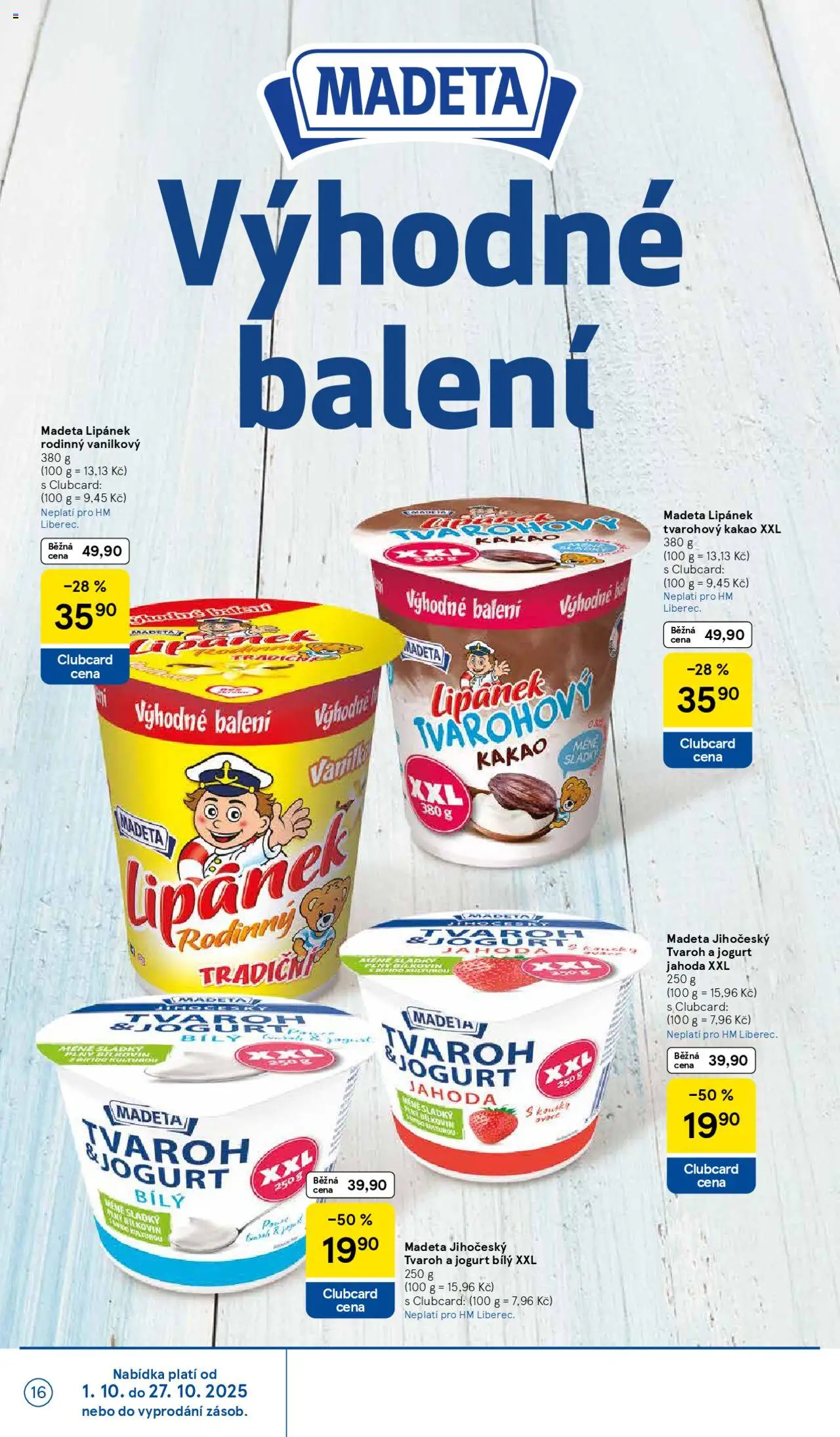 Tesco leták - Hypermarket od 01.10.2025 | Strana: 16 | Produkty: Lipánek, Jogurt, Tvaroh, Kakao