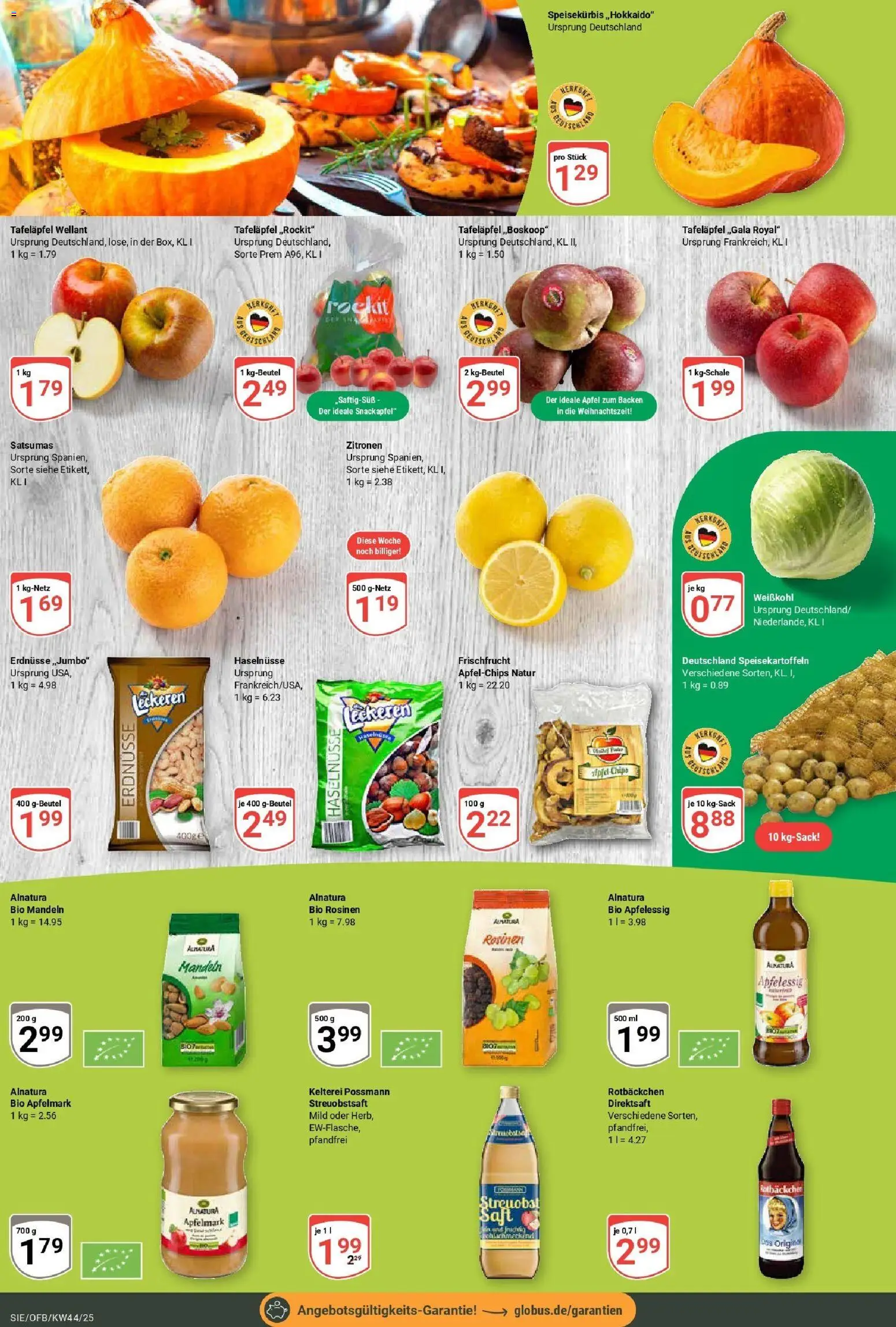 Globus prospekt Siegen	 – gültig ab 26.10.2025 | Seite: 9 | Produkte: Erdnüsse, Äpfel, Mandeln, Rosinen