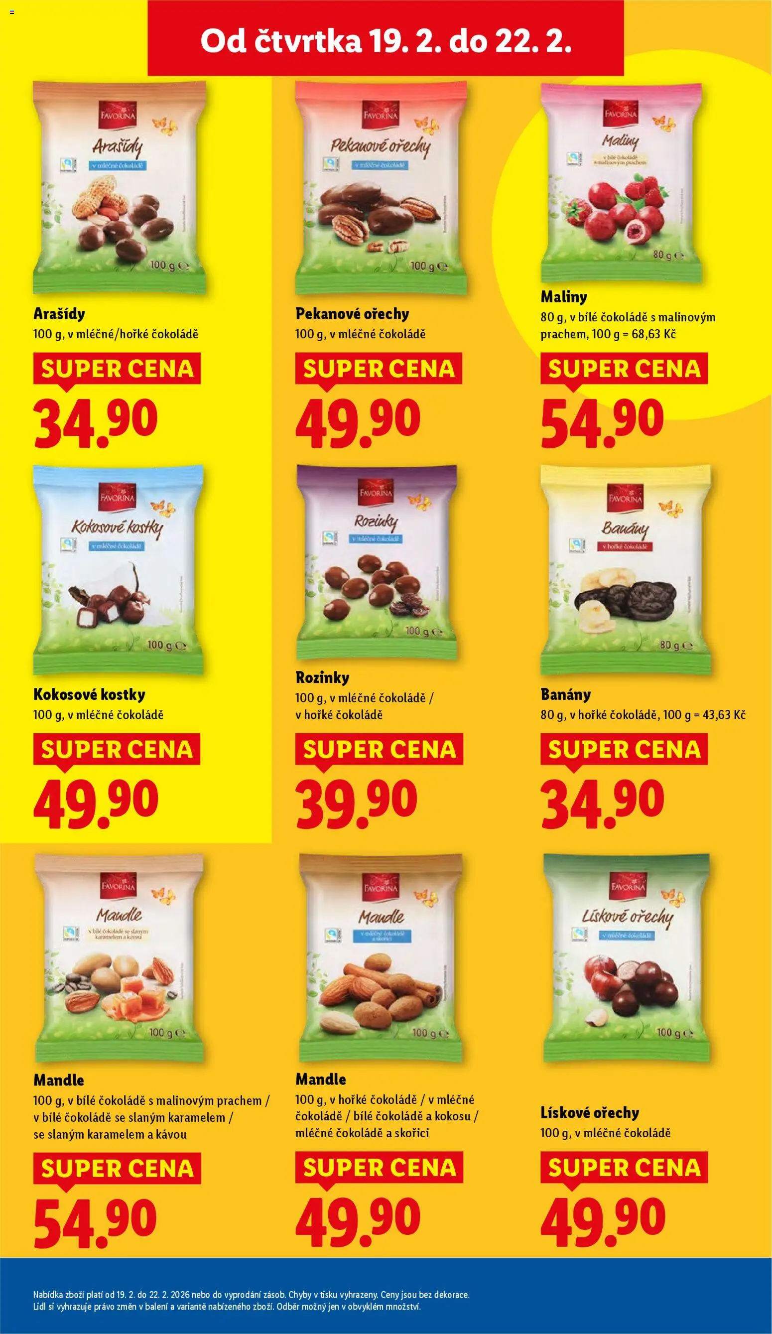 Lidl leták od 19.02.2026 | Strana: 23 | Produkty: Rozinky, Mandle, Pekanové ořechy, Kostky