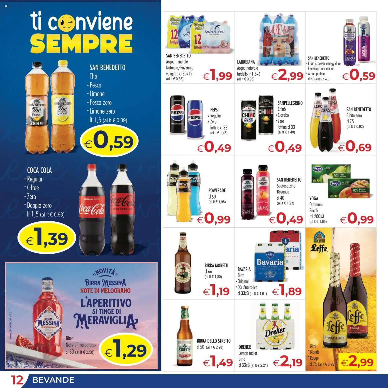 Volantino MerSi Supermercati del 22.04.2026 | Pagina: 12 | Prodotti: Birra, Pesca, Birra Moretti, Acqua minerale