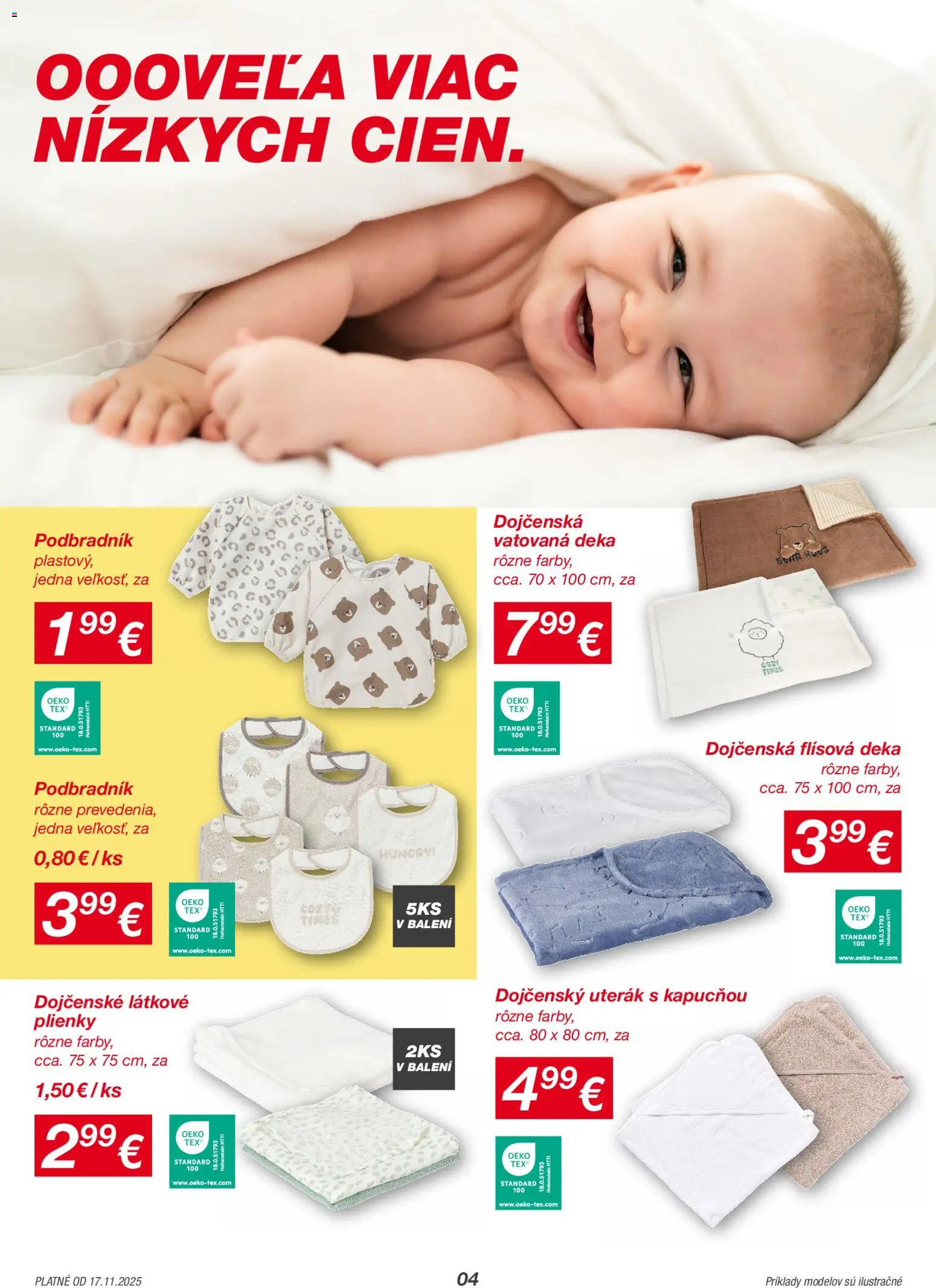 Nové Kik akcie – leták je platný od 17.11.2025 | Strana: 4 | Produkty: Uterák, Plienky