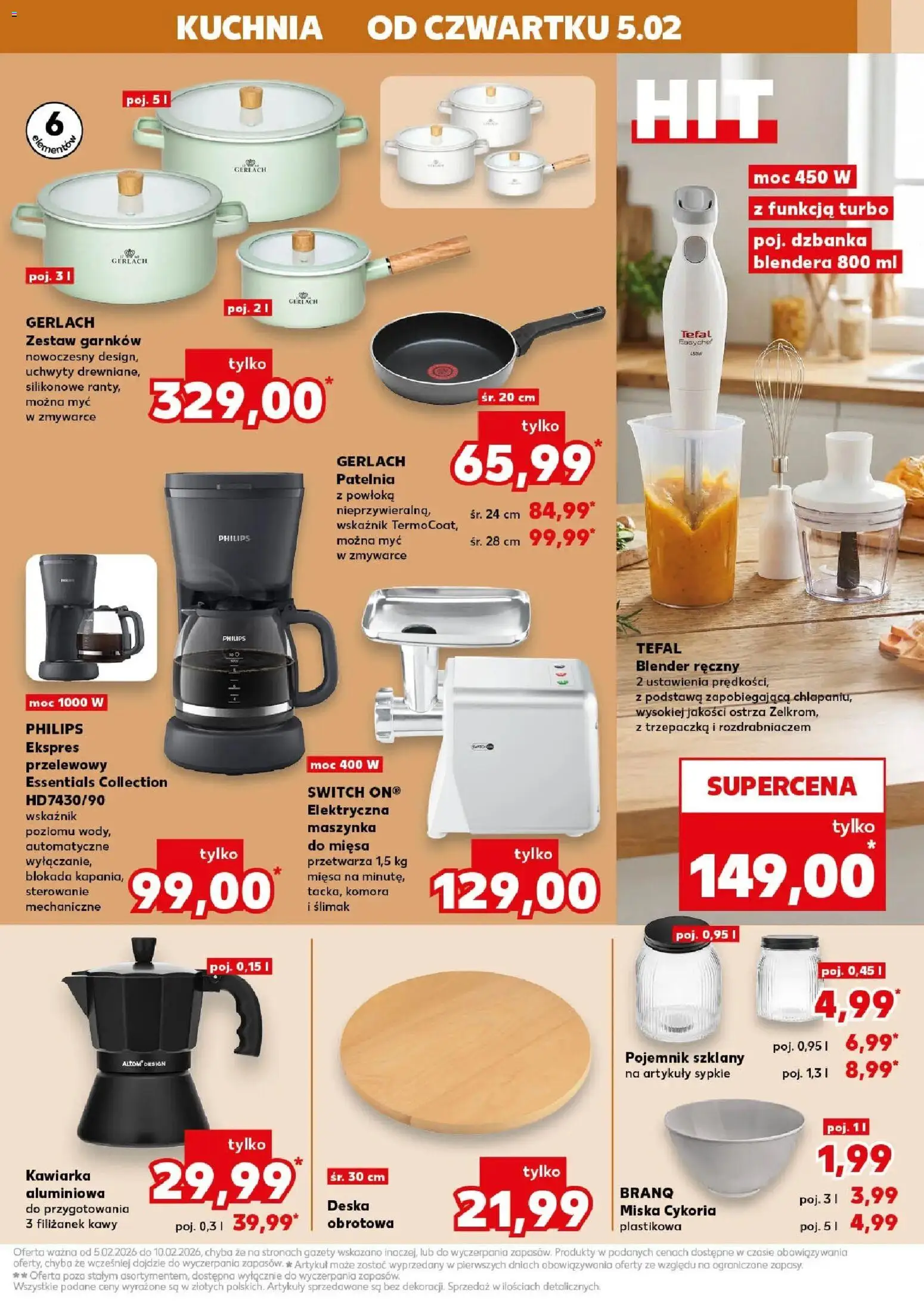 Kaufland gazetka - Mega okazje od 05.02.2026 | Strona: 15 | Produkty: Trzepaczka, Blender, Patelnia, Tefal