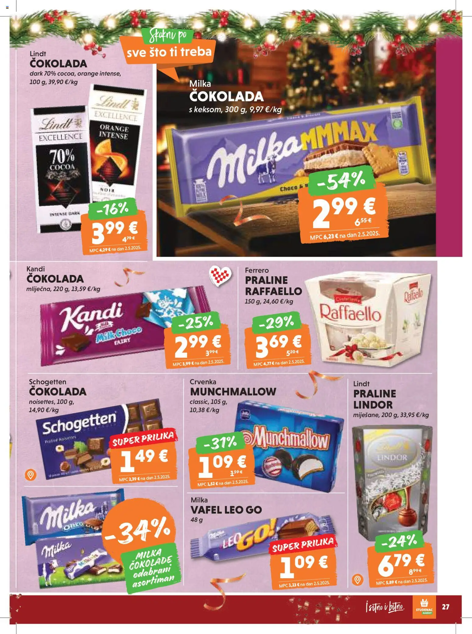 Studenac katalog | vrijedi od 26.12.2025 | Stranica: 27 | Proizvodi: Lindt, Čokolada, Milka, Raffaello