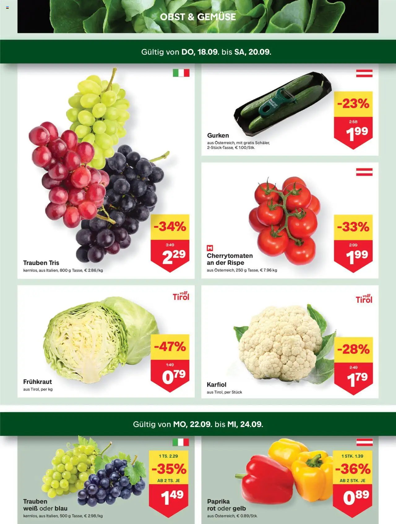 MPREIS Hohenems gültig ab 18.09.2025 | Seite: 2 | Produkte: Gurken, Gemüse, Obst