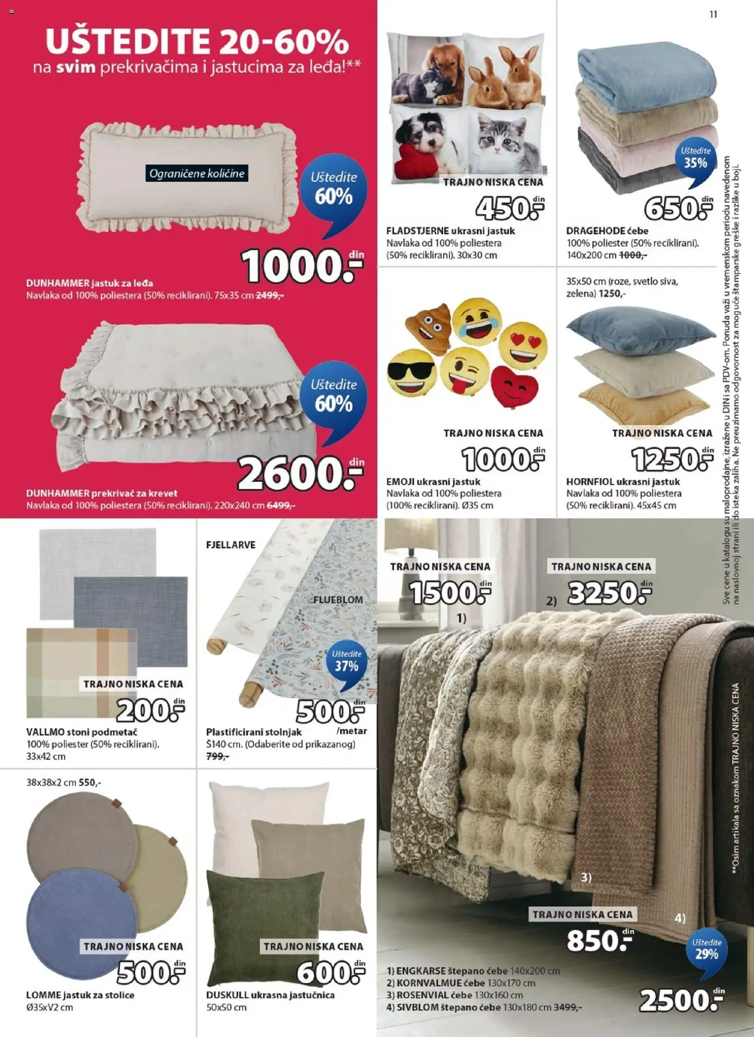 Jysk katalog - važi od 14.01.2026 | Strana: 11 | Proizvode: Krevet, Jastuk, Ćebe, Stolnjak