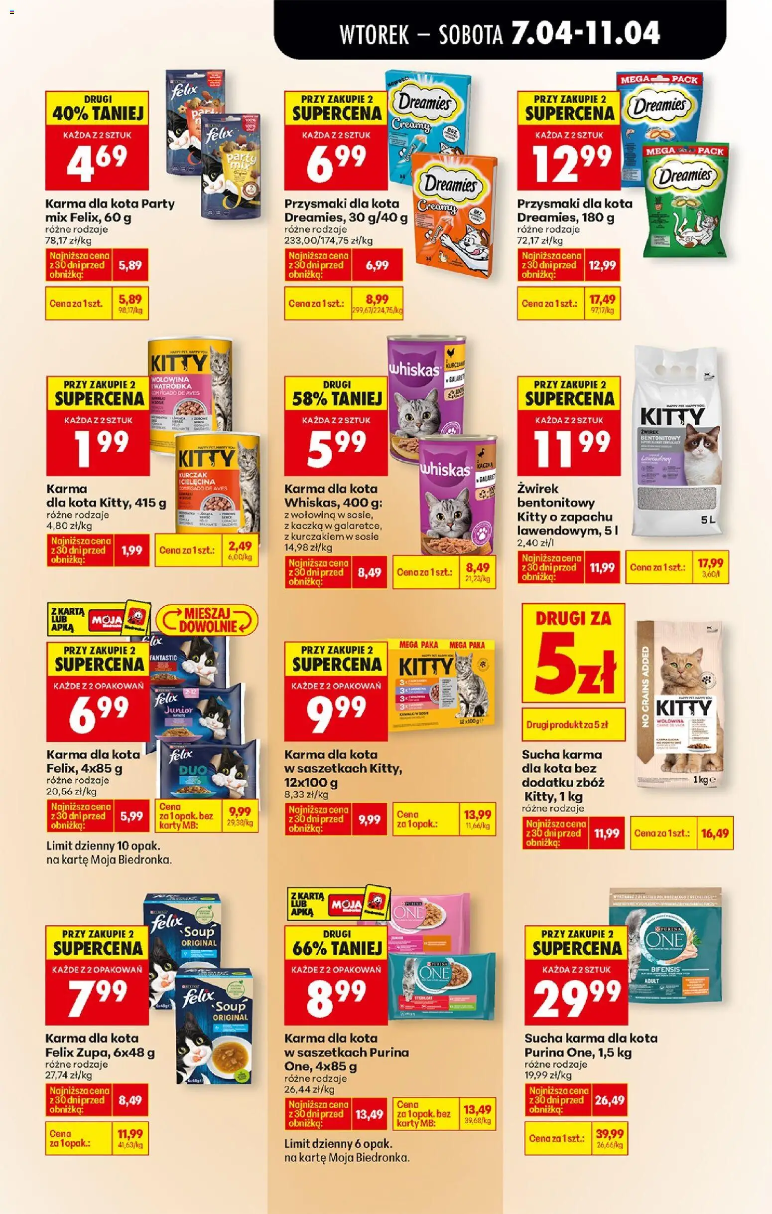 Biedronka gazetka od wtorku od 07.04.2026 | Strona: 79 | Produkty: Karta, Żwirek dla kota, Kaczka, Żwirek bentonitowy