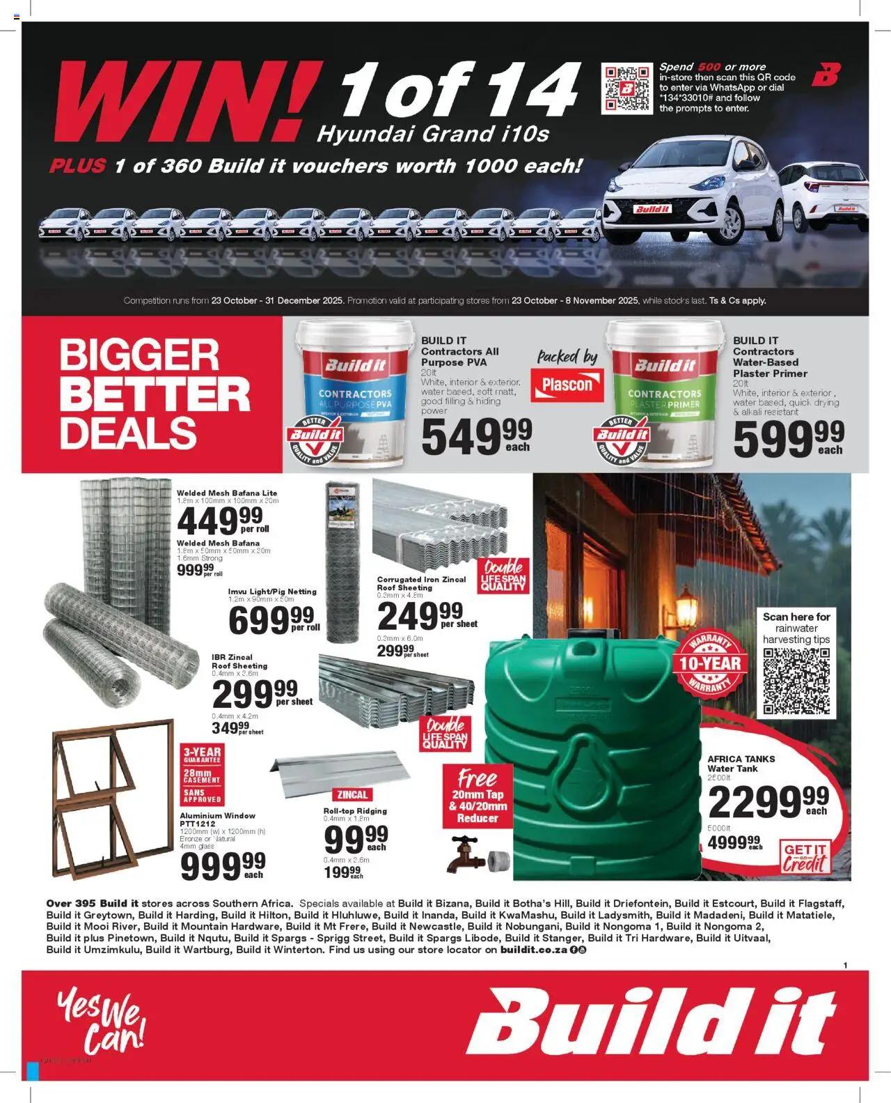 New Build It catalogue – valid from 23.10.2025 | Page: 1 | Products: Iron, Plaster primer, Tap, Water