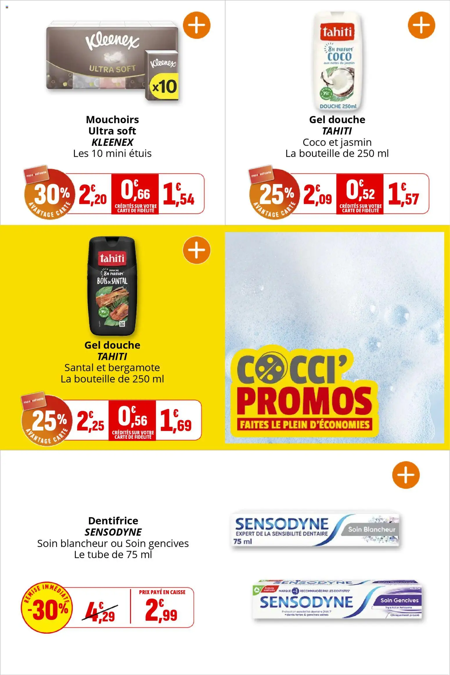 {H1} | Page: 35 | Produits: Gel douche, Dentifrice, Mouchoirs, Douche