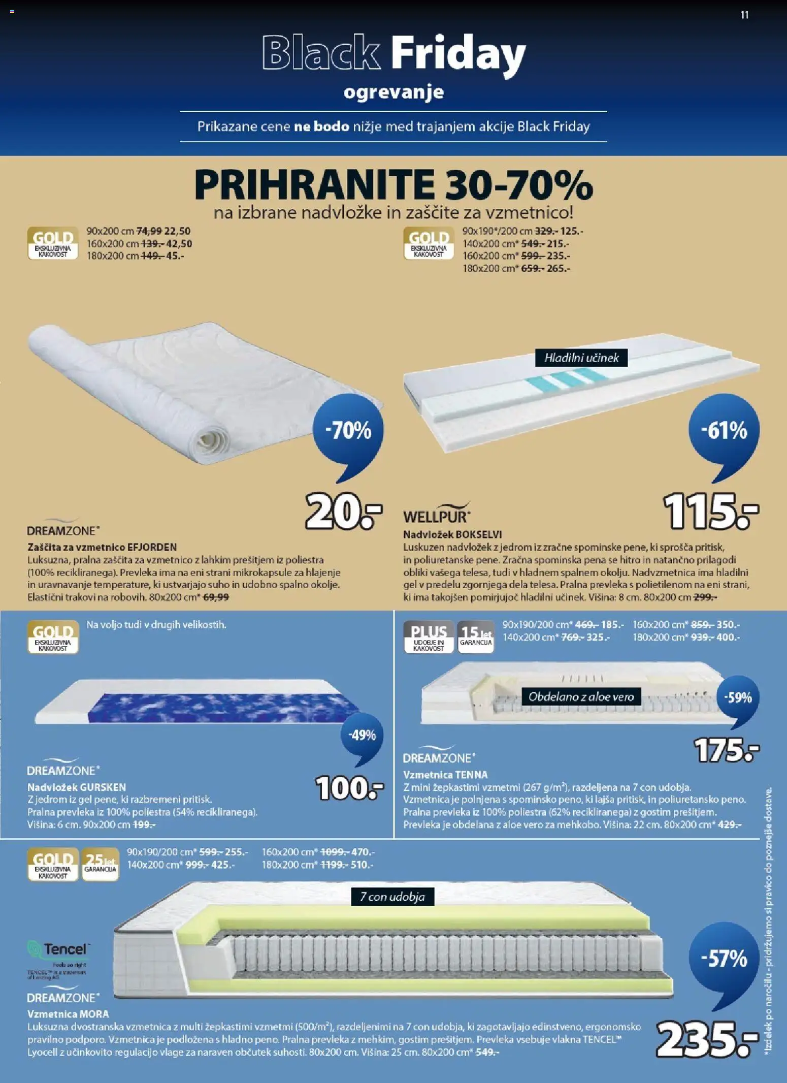 Novi JYSK katalog ponudbe – veljaven od 19.11.2025 | Stran: 11 | Izdelki: Nadvložek, Nadvzmetnica, Vzmetnica, Prevleka