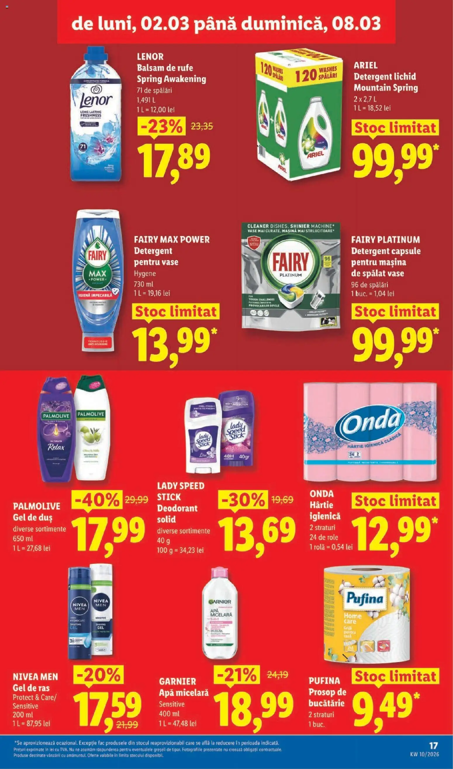 Noul catalog Lidl – valabil de la 02.03.2026 | Pagină: 17 | Produse: Mașină De Spălat, Mașină De Spălat Vase, Apă micelară, Detergent