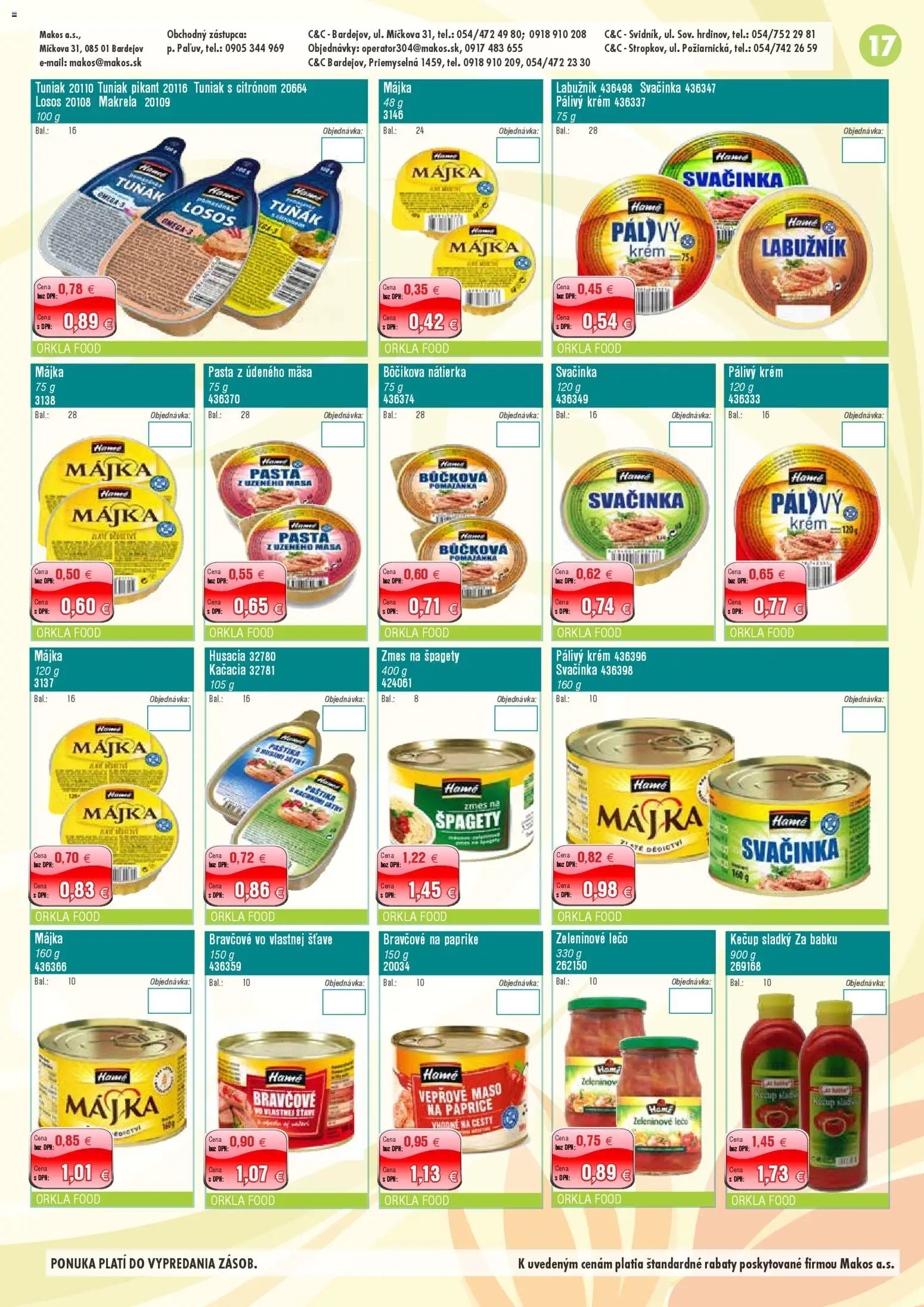 Nové Makos akcie – leták je platný od 05.01.2026 | Strana: 17 | Produkty: Losos, Kečup, Krém, Špagety