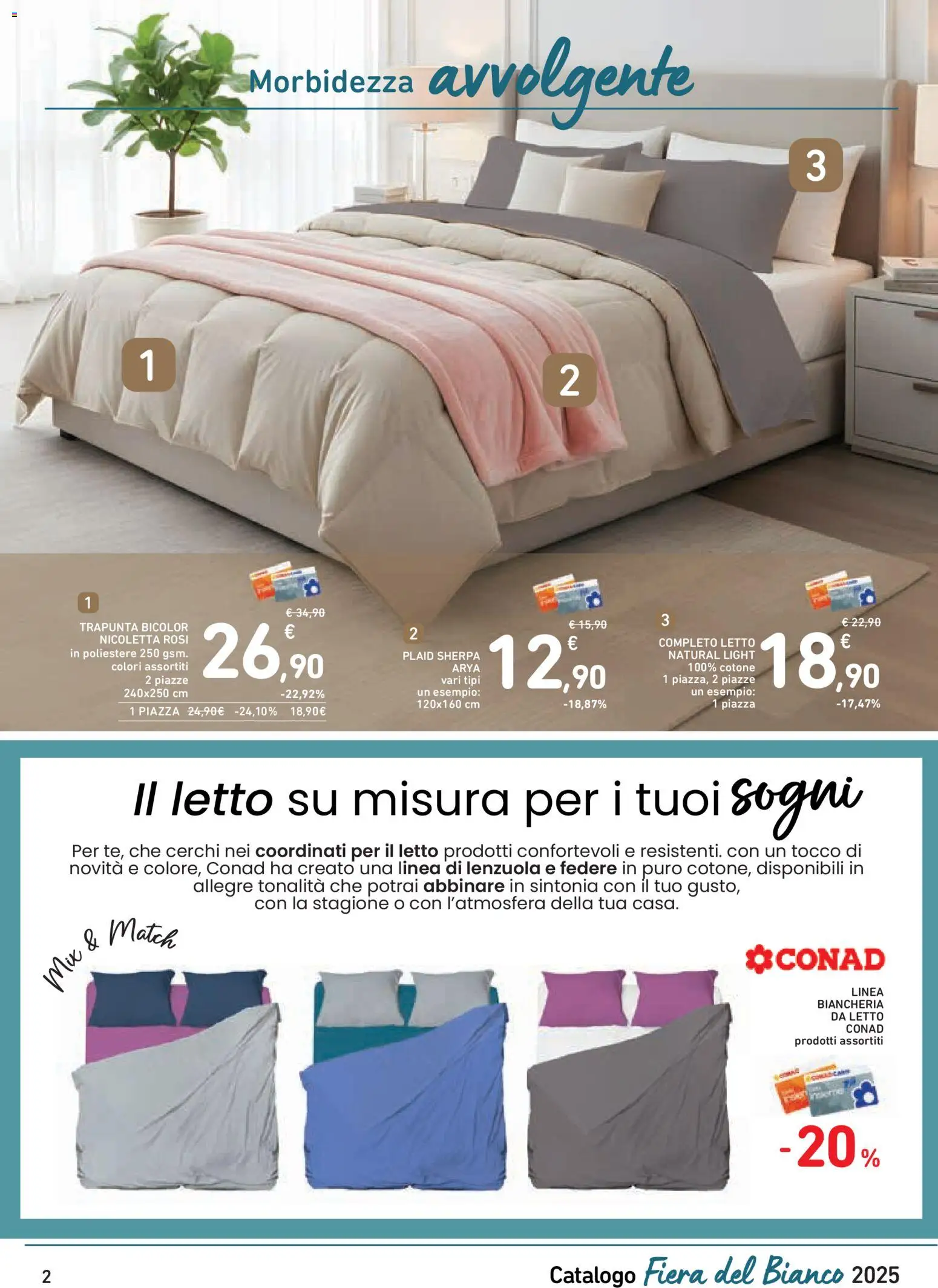 Volantino Conad del 27.12.2025 | Pagina: 2 | Prodotti: Plaid, Letto, Biancheria da letto, Lenzuola