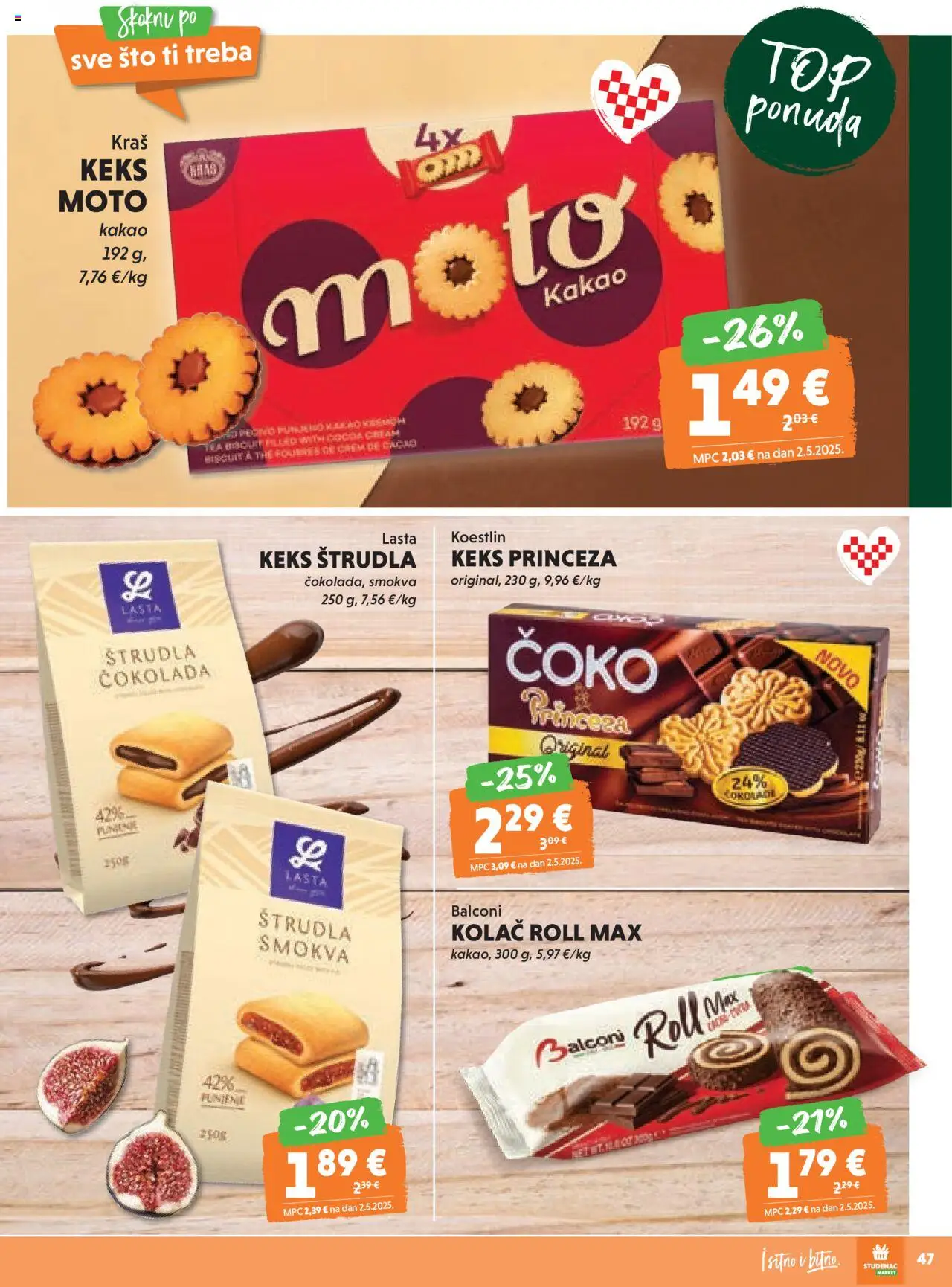 Studenac katalog | vrijedi od 13.08.2025 | Stranica: 47 | Proizvodi: Čokolada, Keks, Kakao