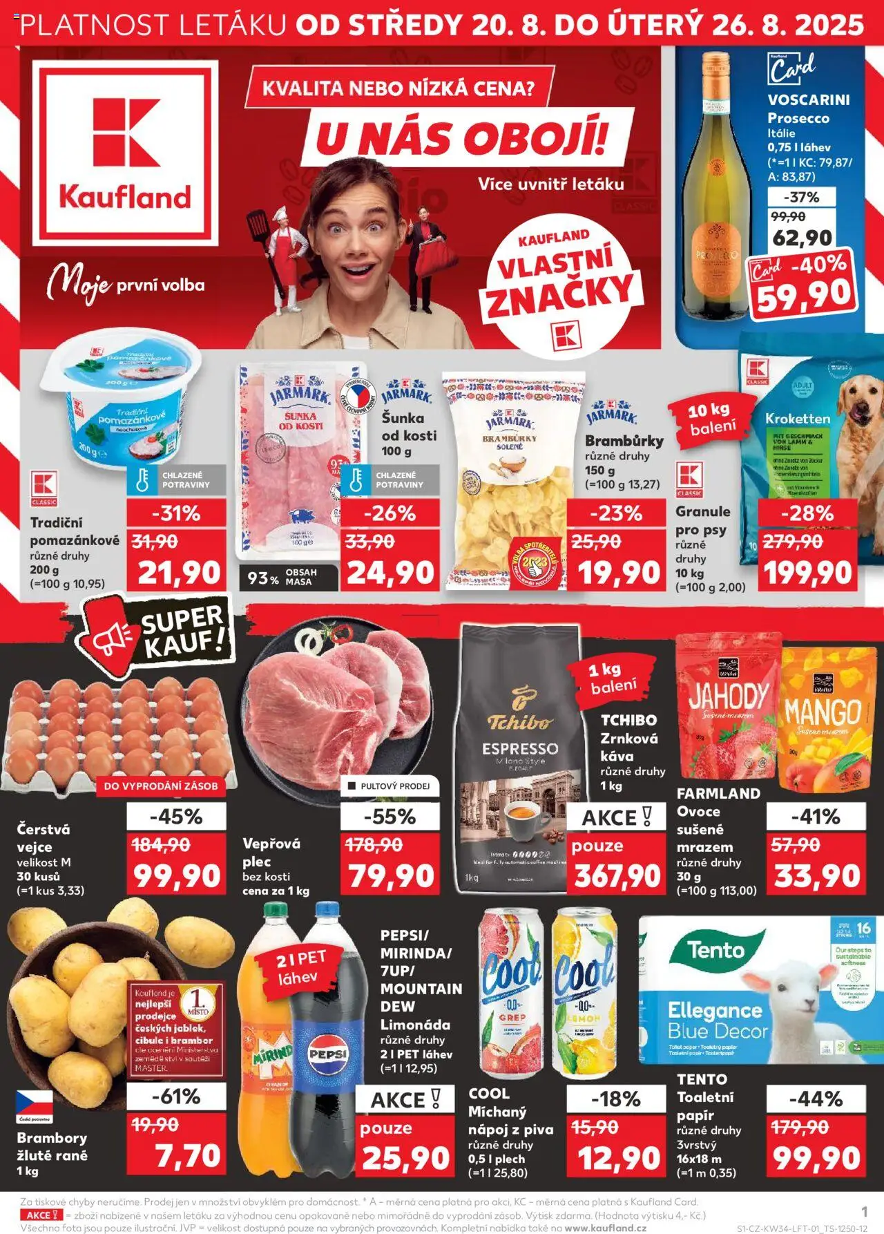 Kaufland leták - Kolín od 20.08.2025 | Strana: 1 | Produkty: Vejce, Káva, Ovoce sušené mrazem, Láhev