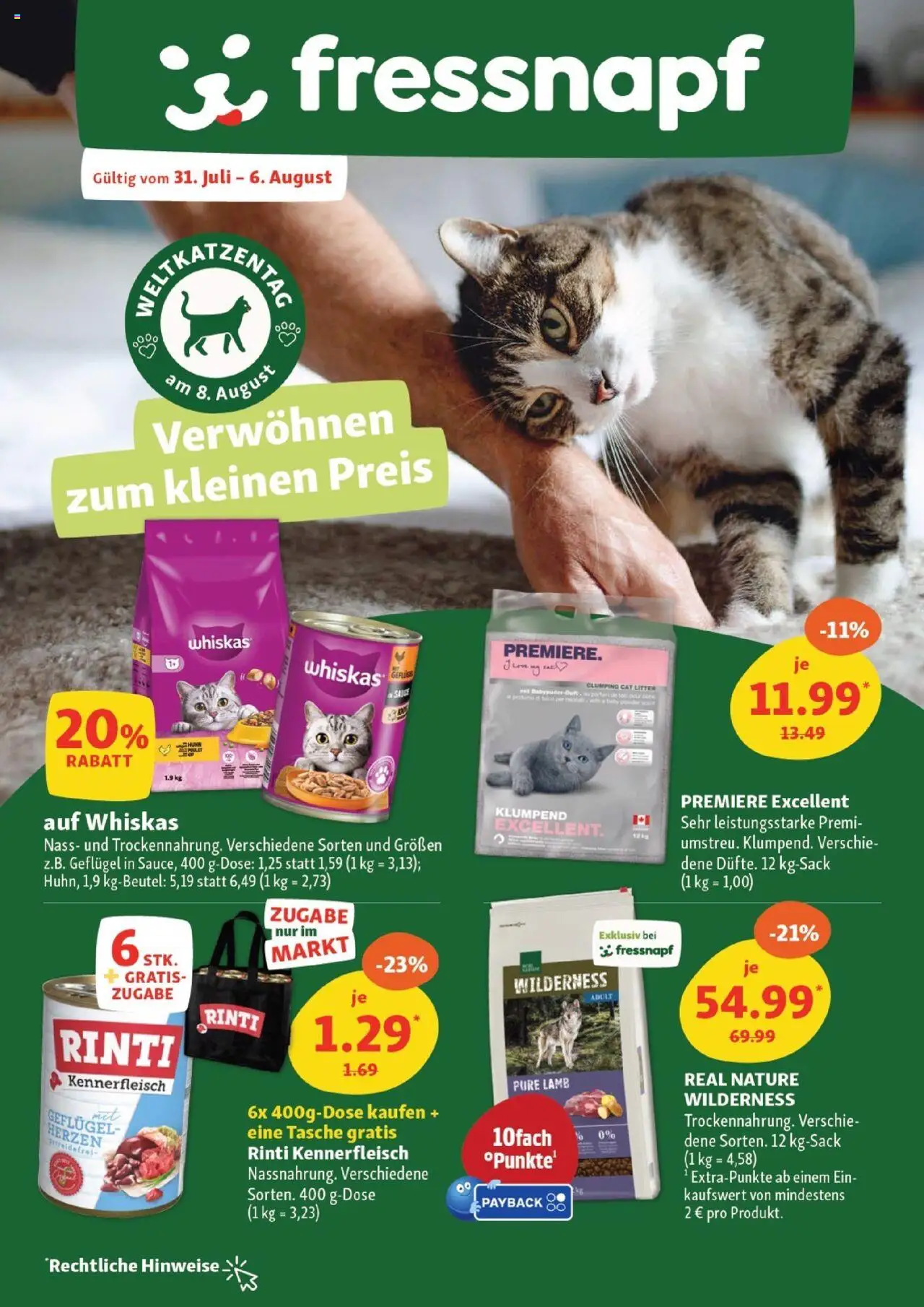 Fressnapf Prospekt - gültig ab dem 31.07.2025 | Seite: 1 | Produkte: Tasche, Whiskas