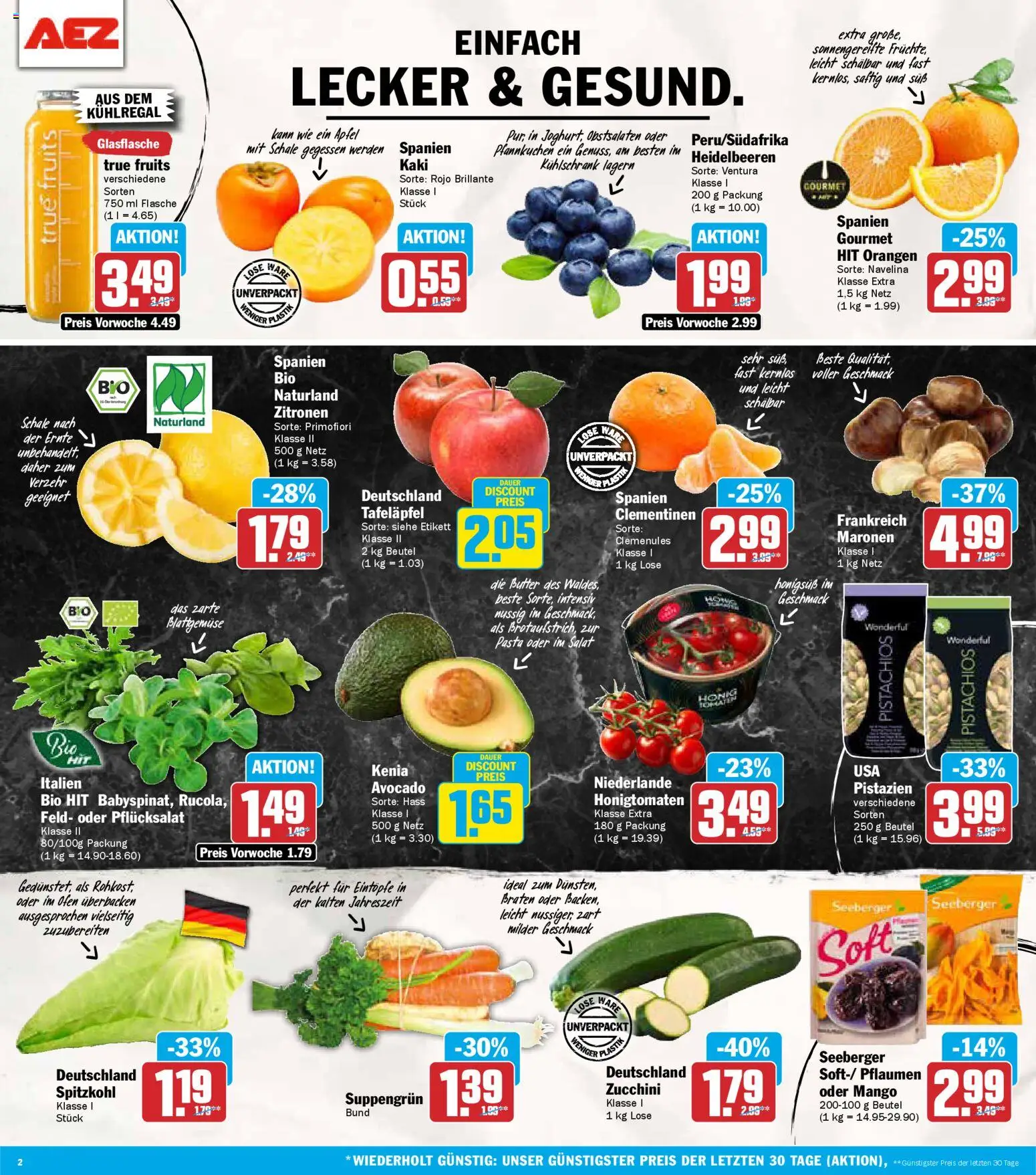 AEZ Prospekt 	 – gültig ab 17.11.2025 | Seite: 2 | Produkte: Pflaumen, Äpfel, Heidelbeeren, Zitronen