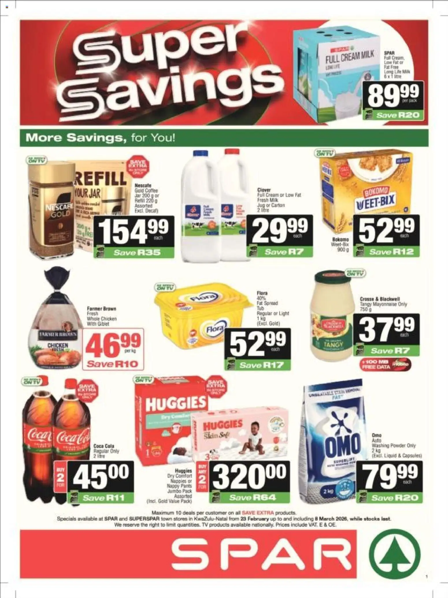 New Superspar catalogue – valid from 23.02.2026 | Page: 1 | Products: TV, Washing powder, Mayonnaise, Nappies