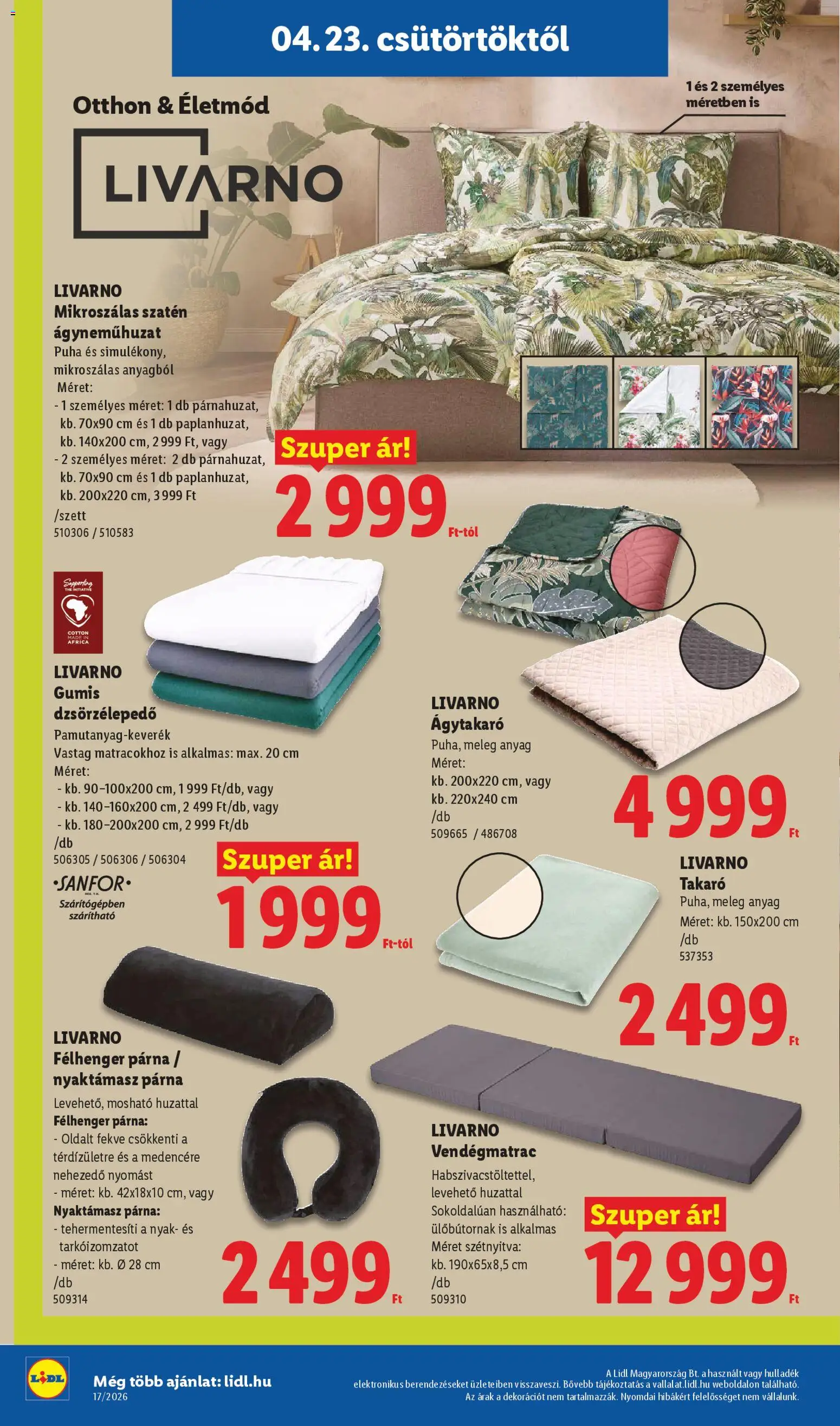 Lidl akciós ujság - amely érvényes a következő dátumtól: 23.04.2026 | Oldal: 24 | Termékek: Párna, Takaró, Ágyneműhuzat, Ágytakaró