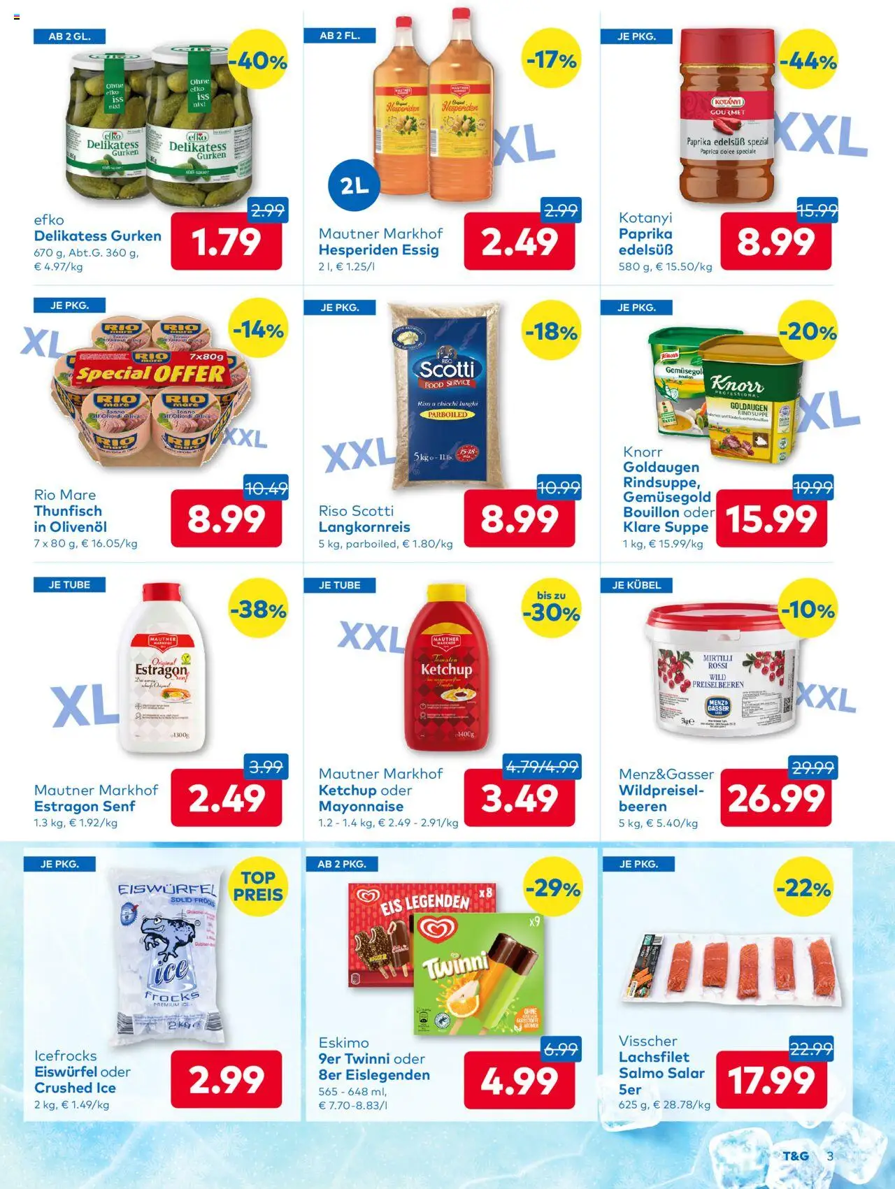 T&G Flugblatt gültig ab 13.08.2025 | Seite: 3 | Produkte: Ketchup, Gurken, Eis, Mayonnaise