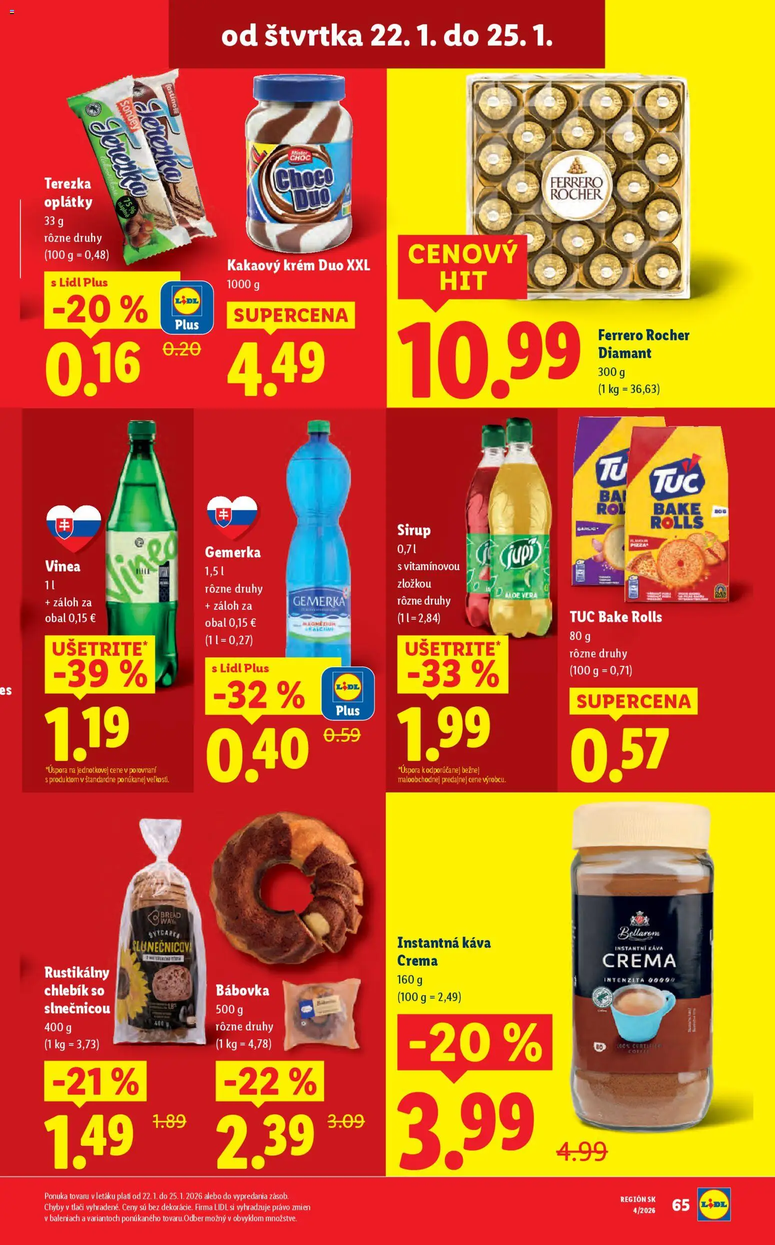Nové Lidl akcie – leták je platný od 19.01.2026 | Strana: 73 | Produkty: Káva, Krém, Ferrero Rocher, Vinea