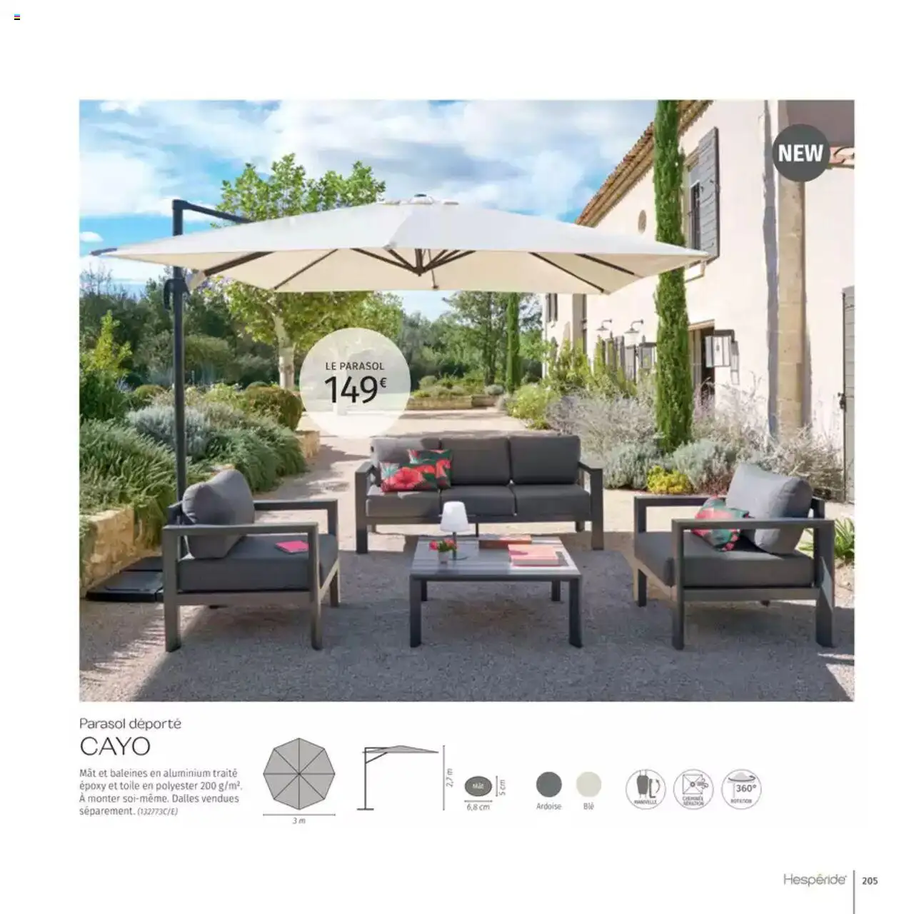  | Page: 205 | Produits: Parasol déporté, Parasol