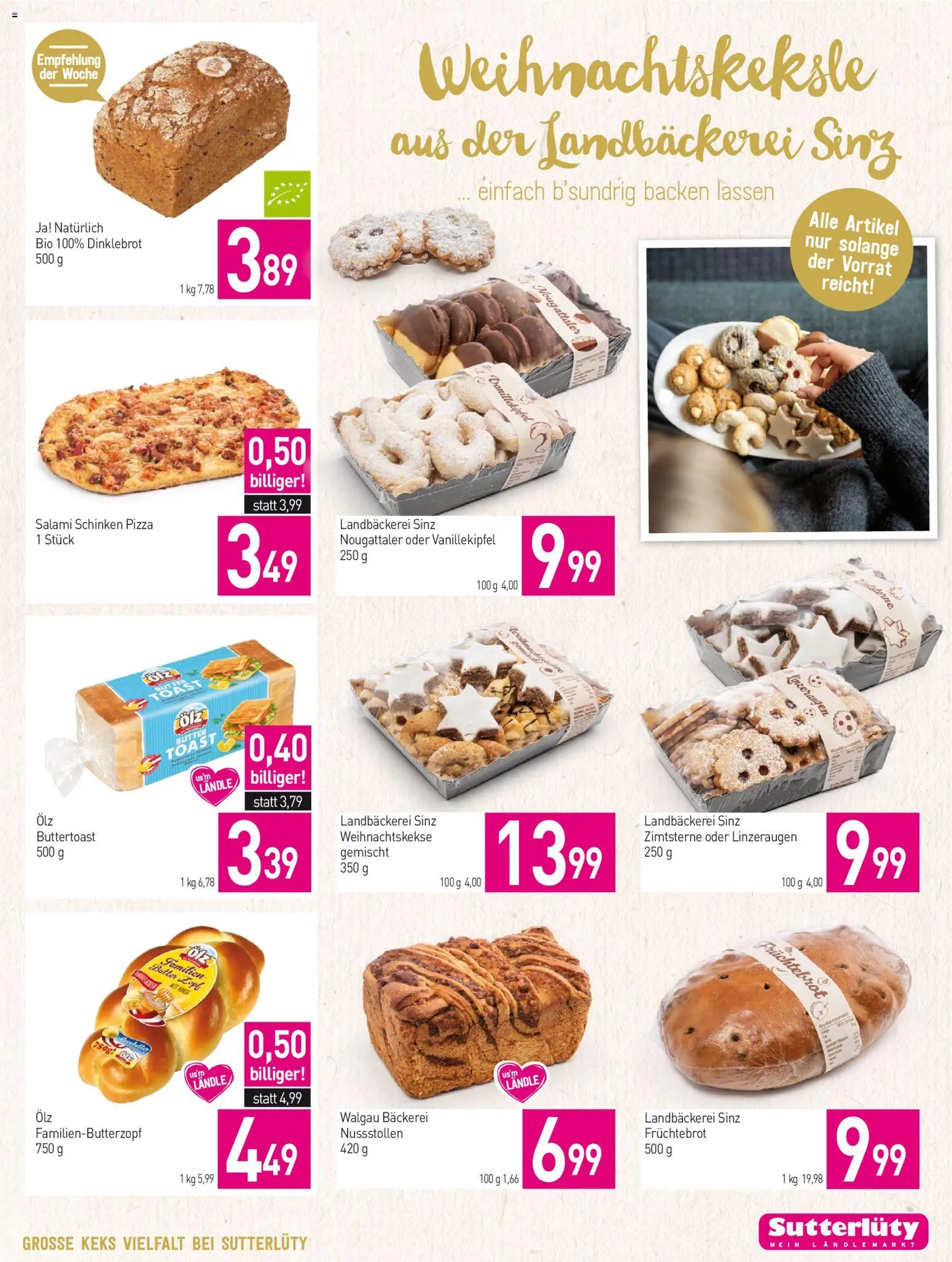 Sutterlüty Flugblatt gültig ab 18.12.2025 | Seite: 15 | Produkte: Bäckerei, Salami, Schinken, Pizza