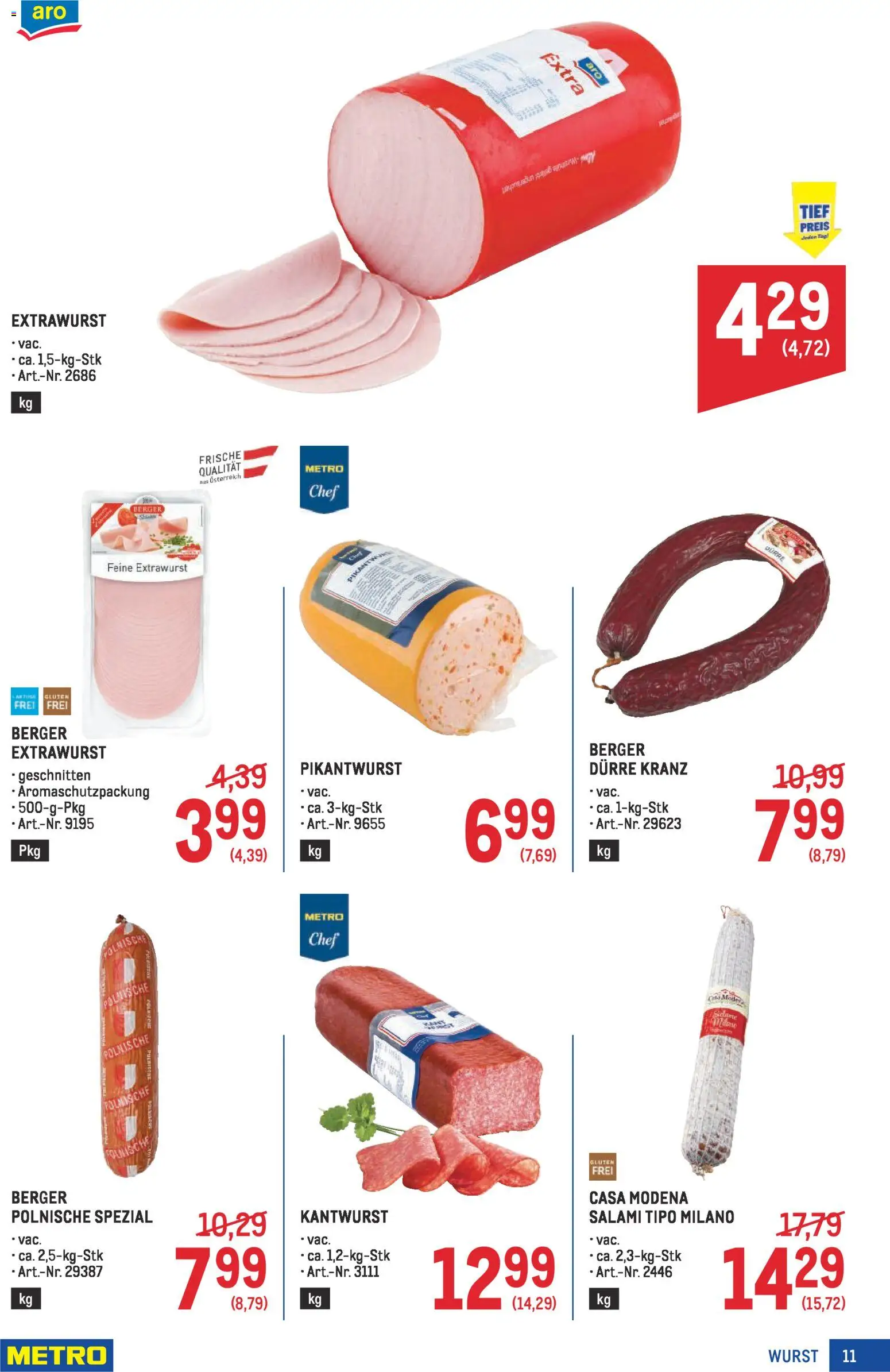 Metro Profi gültig ab 08.01.2026 | Seite: 11 | Produkte: Wurst, Salami