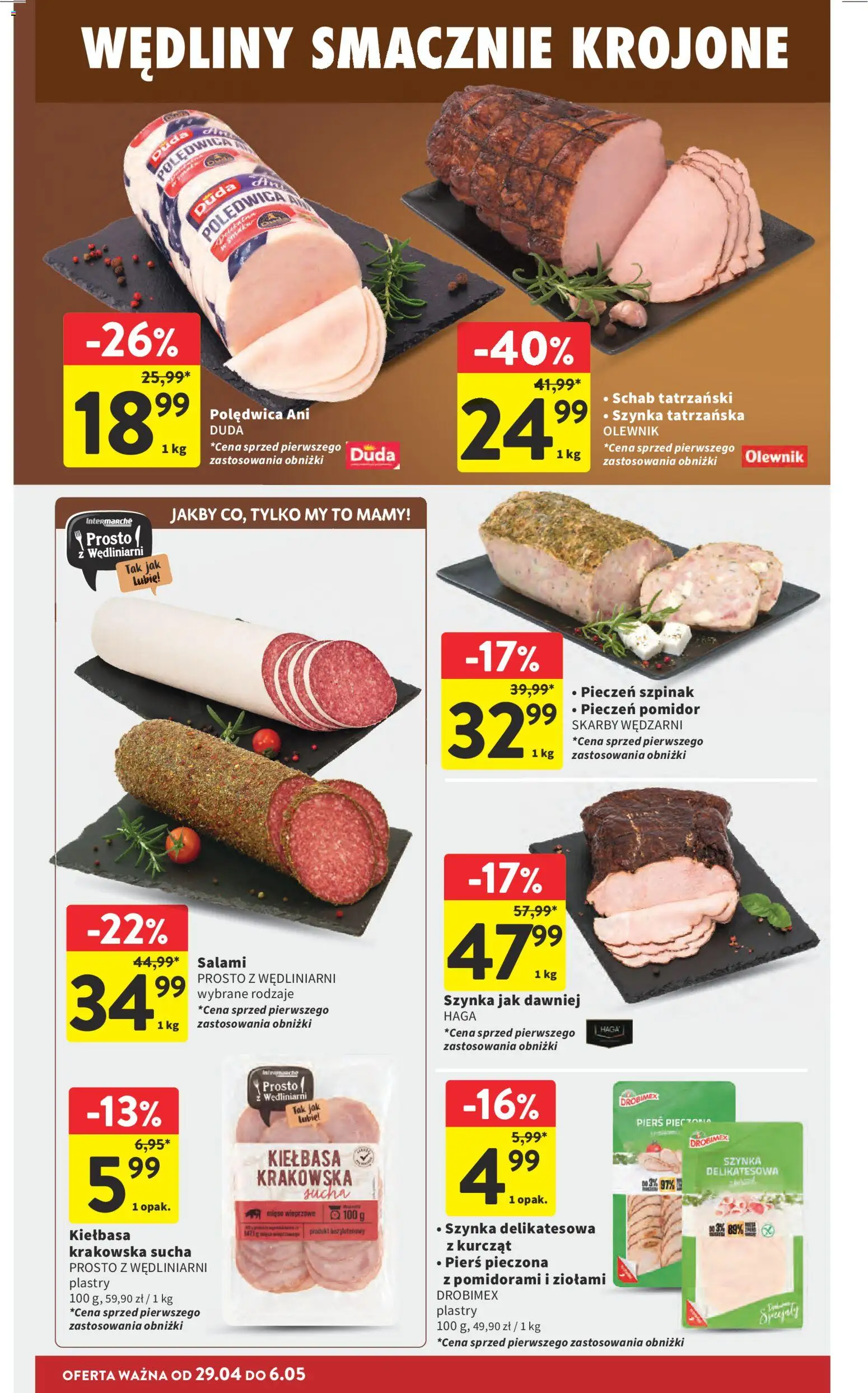 Intermarche gazetka od 29.04.2026 | Strona: 22 | Produkty: Schab, Mięso, Szynka, Szpinak