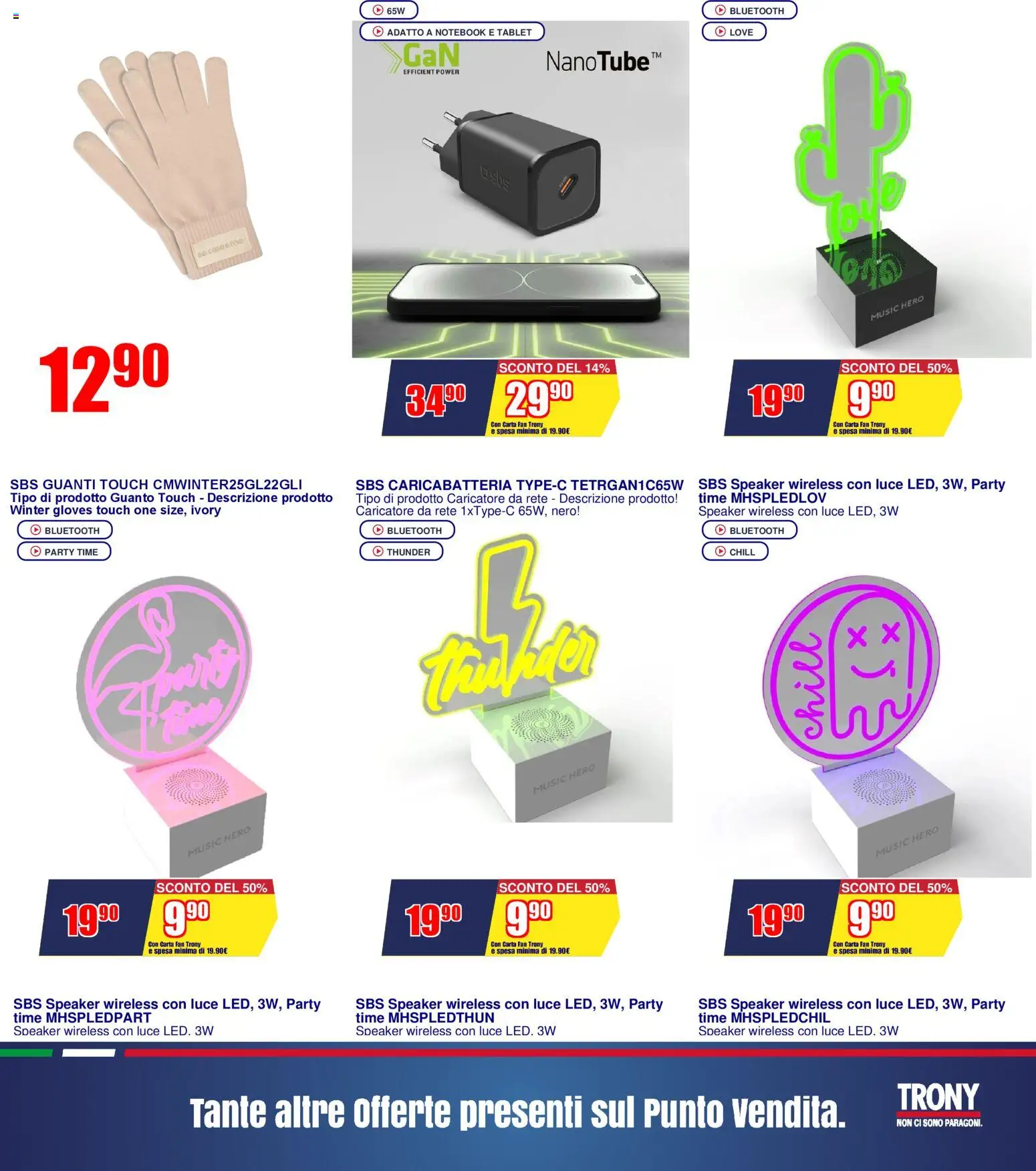 Volantino Trony del 27.12.2025 | Pagina: 21 | Prodotti: Notebook, Guanti, Tablet, Speaker