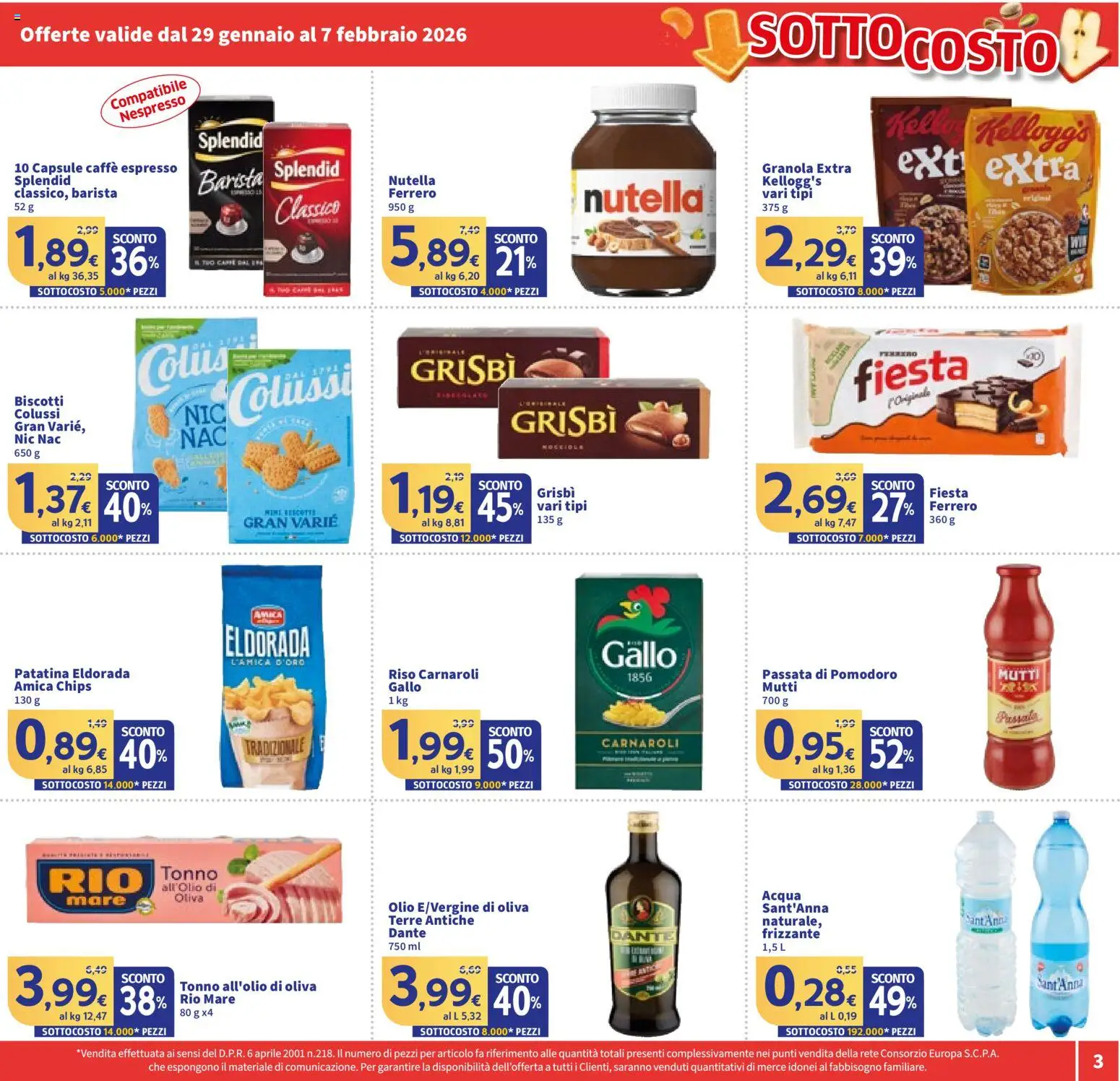 Volantino SIGMA del 29.01.2026 | Pagina: 3 | Prodotti: Biscotti, Pomodoro, Olio, Mutti
