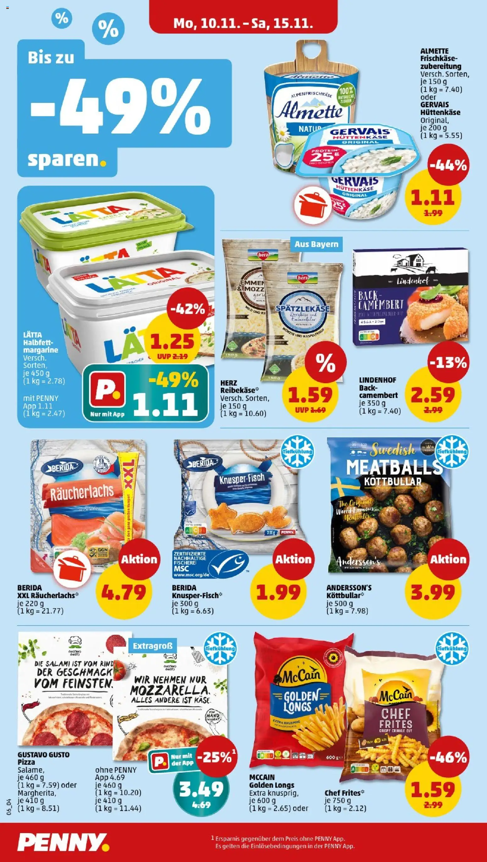 Penny - Bayern – gültig ab 10.11.2025 | Seite: 6 | Produkte: Gustavo gusto, McCain, Lätta, Salami